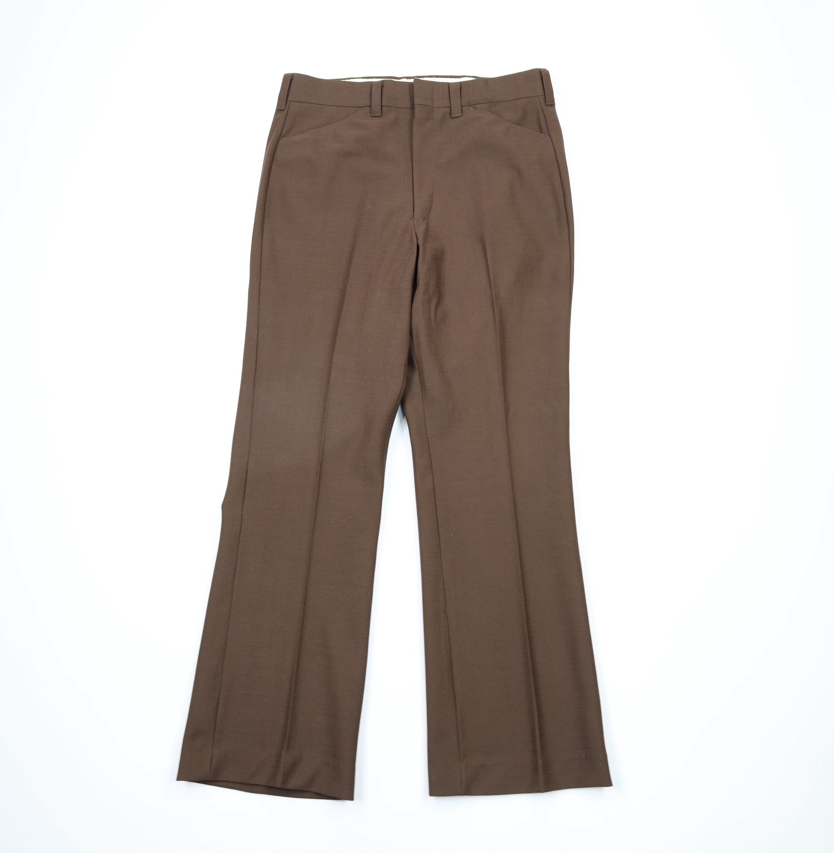 image of Vintage 70's Streetwear Wide Leg Bell Bottoms Chino Pants in Brown, Men's (Size 34)