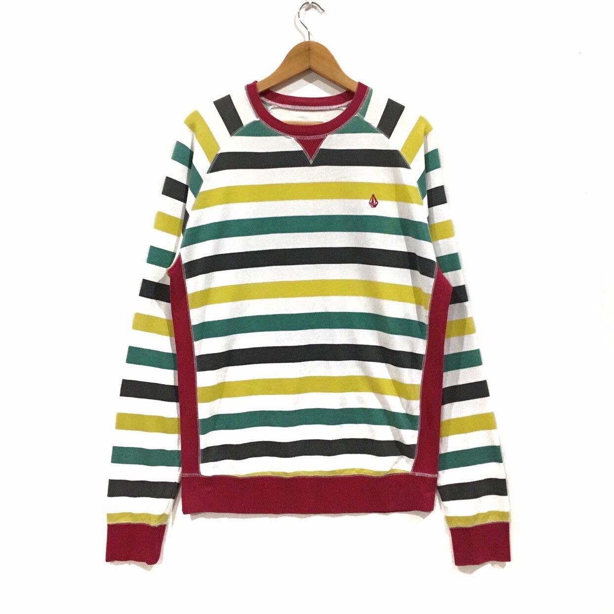 vintage volcom stripe multicolor jumper pullover