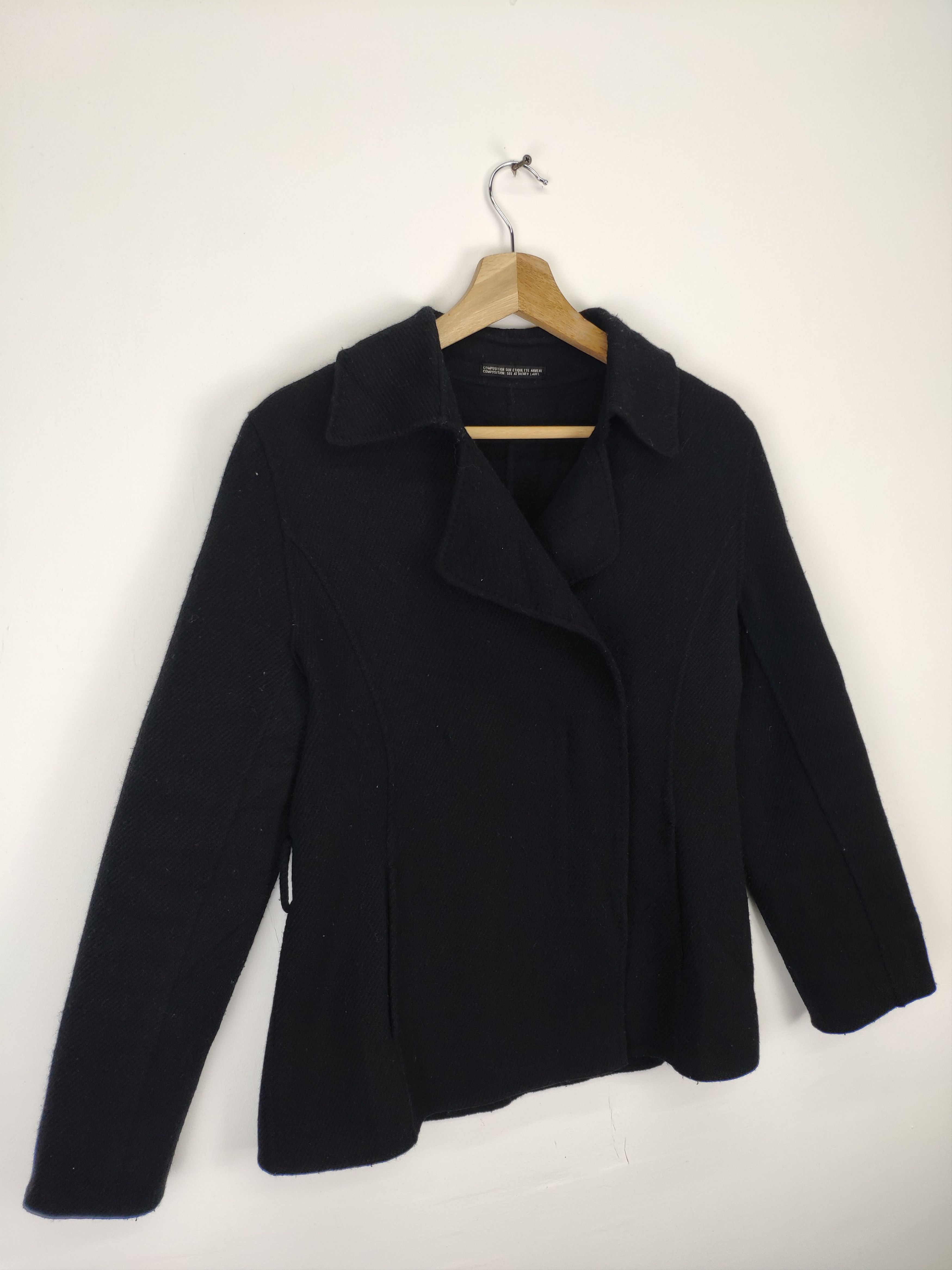 Designer × Yohji Yamamoto Ined by Yohji Yamamoto Wool Black Coat Size S / US 4 / IT 40 - 2 Thumbnail