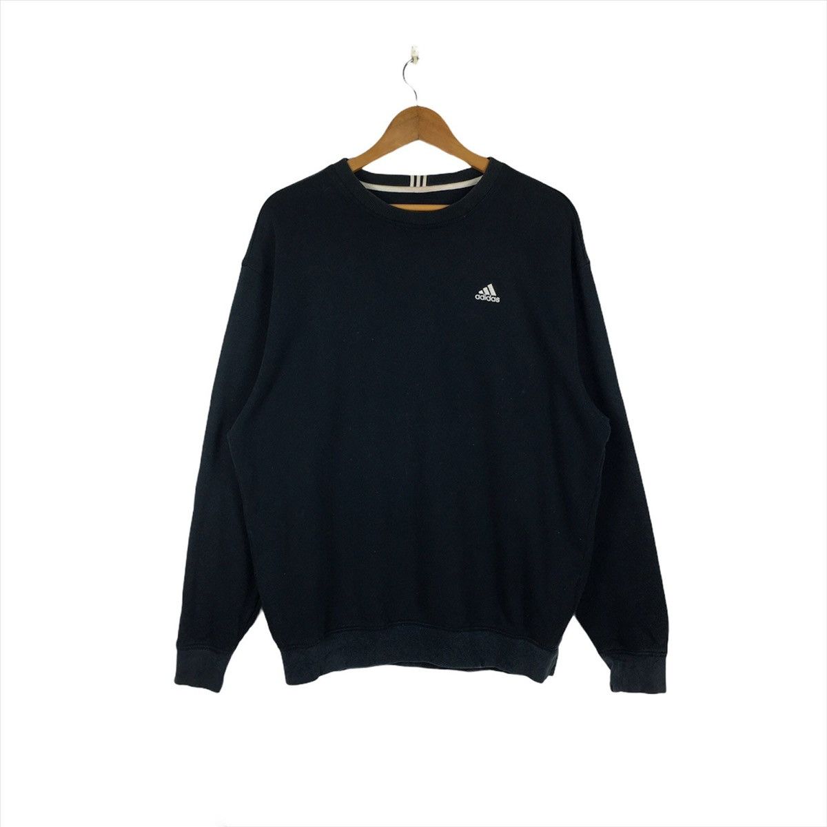 image of Adidas Three Stripe Jumper Pullover Sweatshirt in Black, Men's (Size Medium)