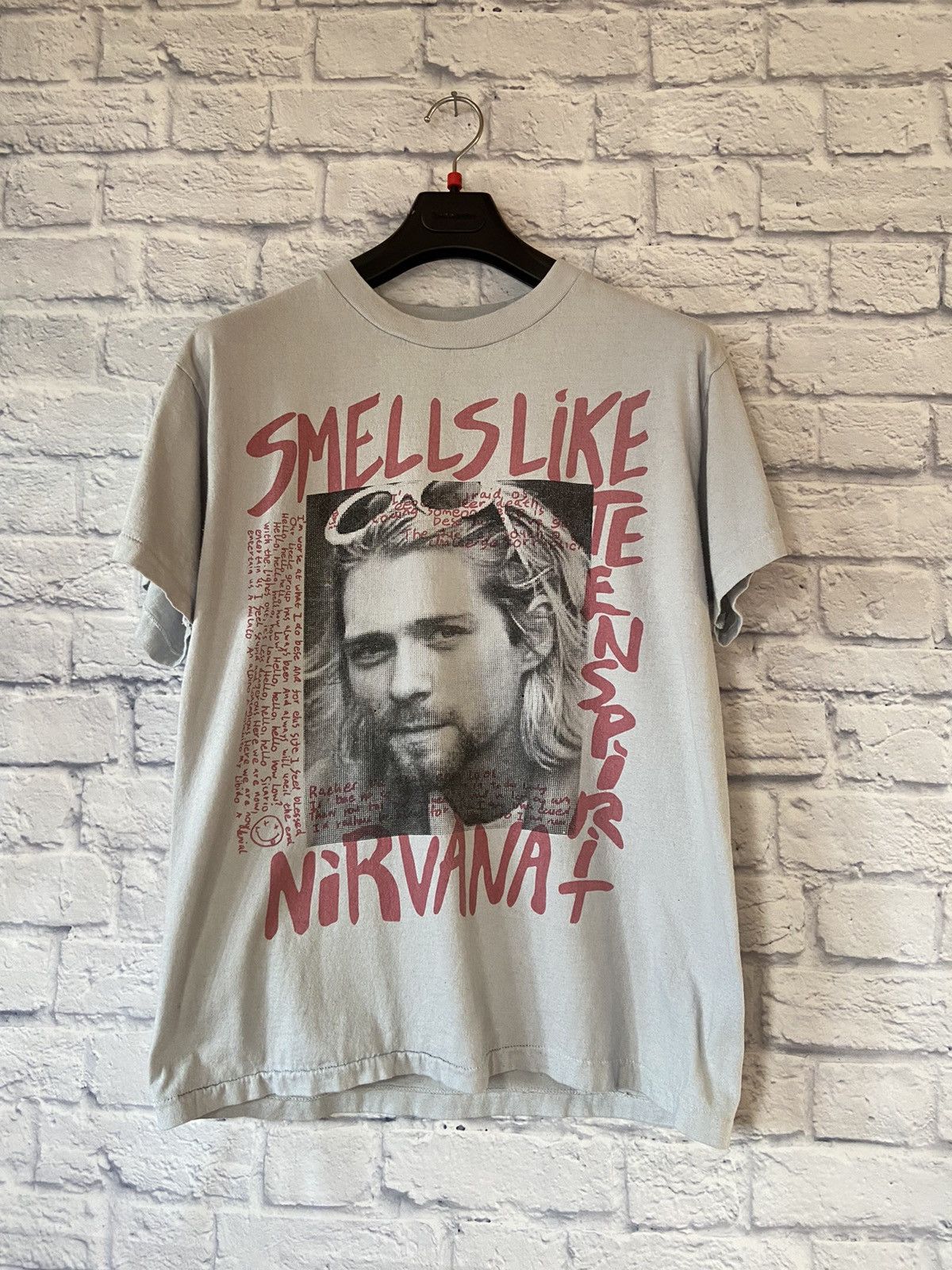 image of Band Tees x Nirvana (L) Vintage Nirvana Suicide Note Tee in Light Blue, Men's (Size Large)