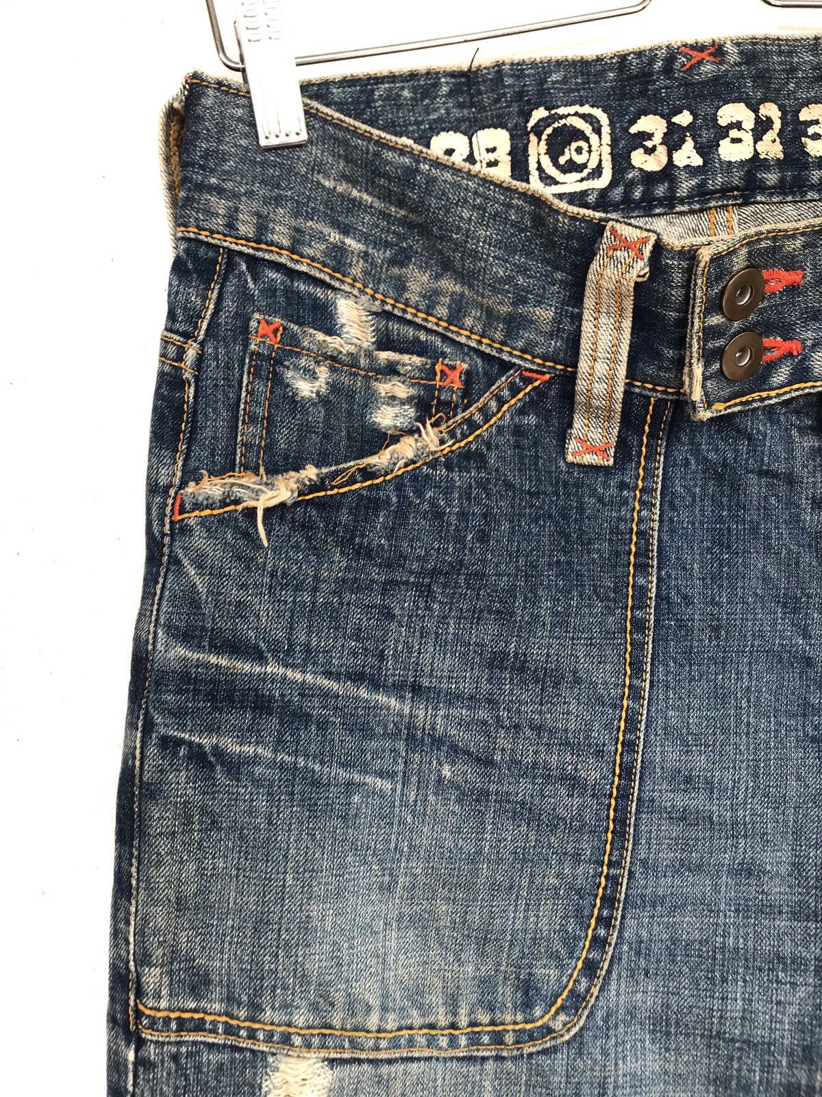 Japanese Brand Vintage Selvage denim Distressed jeans. Size US 30 / EU 46 - 6 Thumbnail