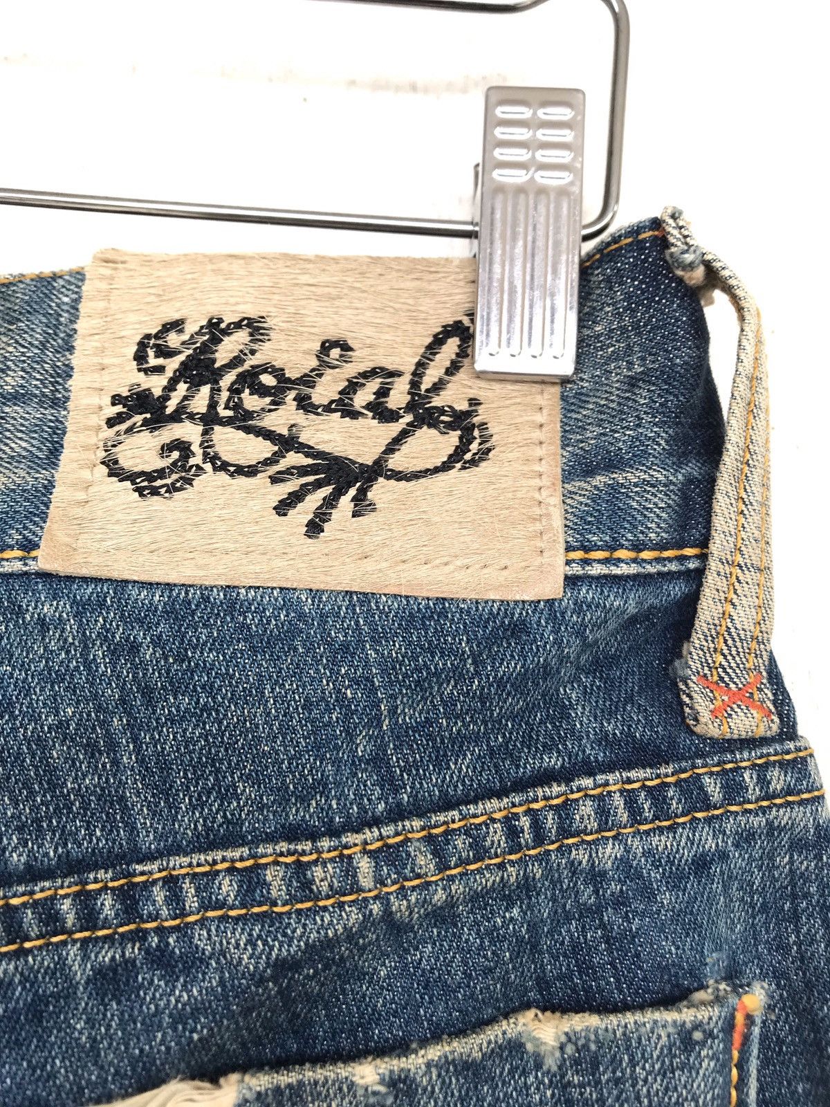 Japanese Brand Vintage Selvage denim Distressed jeans. Size US 30 / EU 46 - 13 Thumbnail