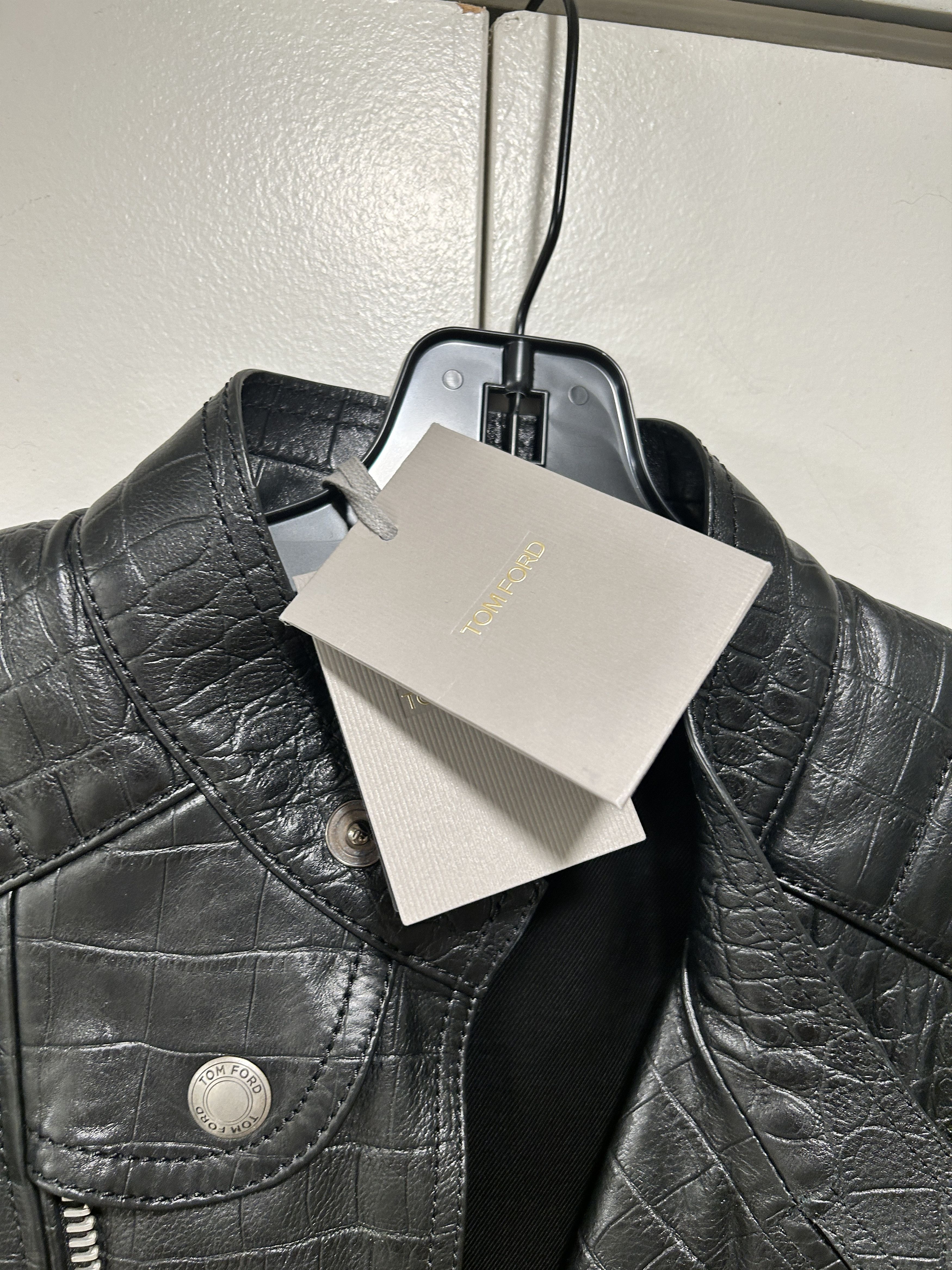 Tom Ford Tom Ford Leather Biker Crocodile Jacket in Black size It 52 Size US L / EU 52-54 / 3 - 2 Thumbnail