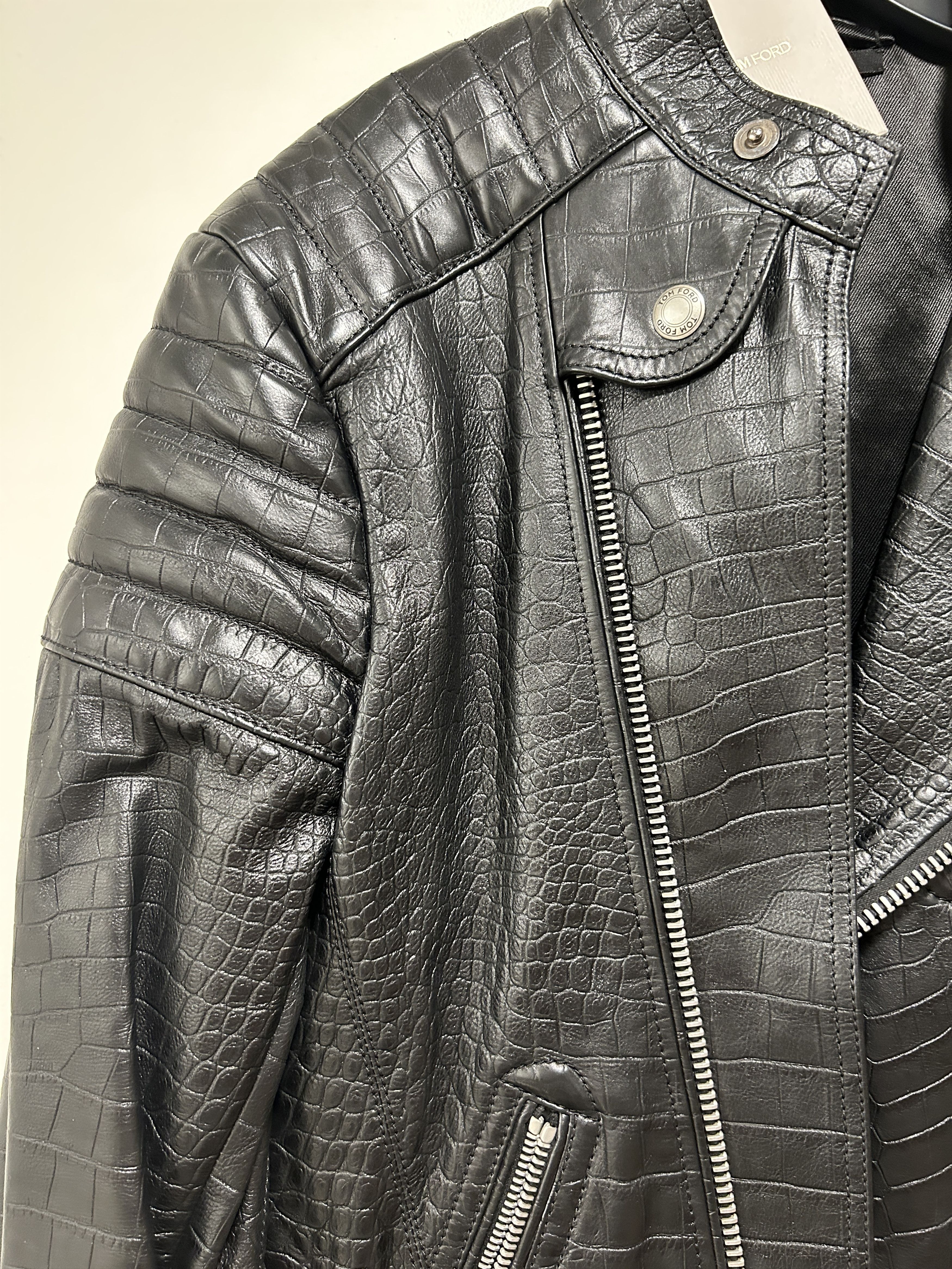 Tom Ford Tom Ford Leather Biker Crocodile Jacket in Black size It 52 Size US L / EU 52-54 / 3 - 4 Thumbnail