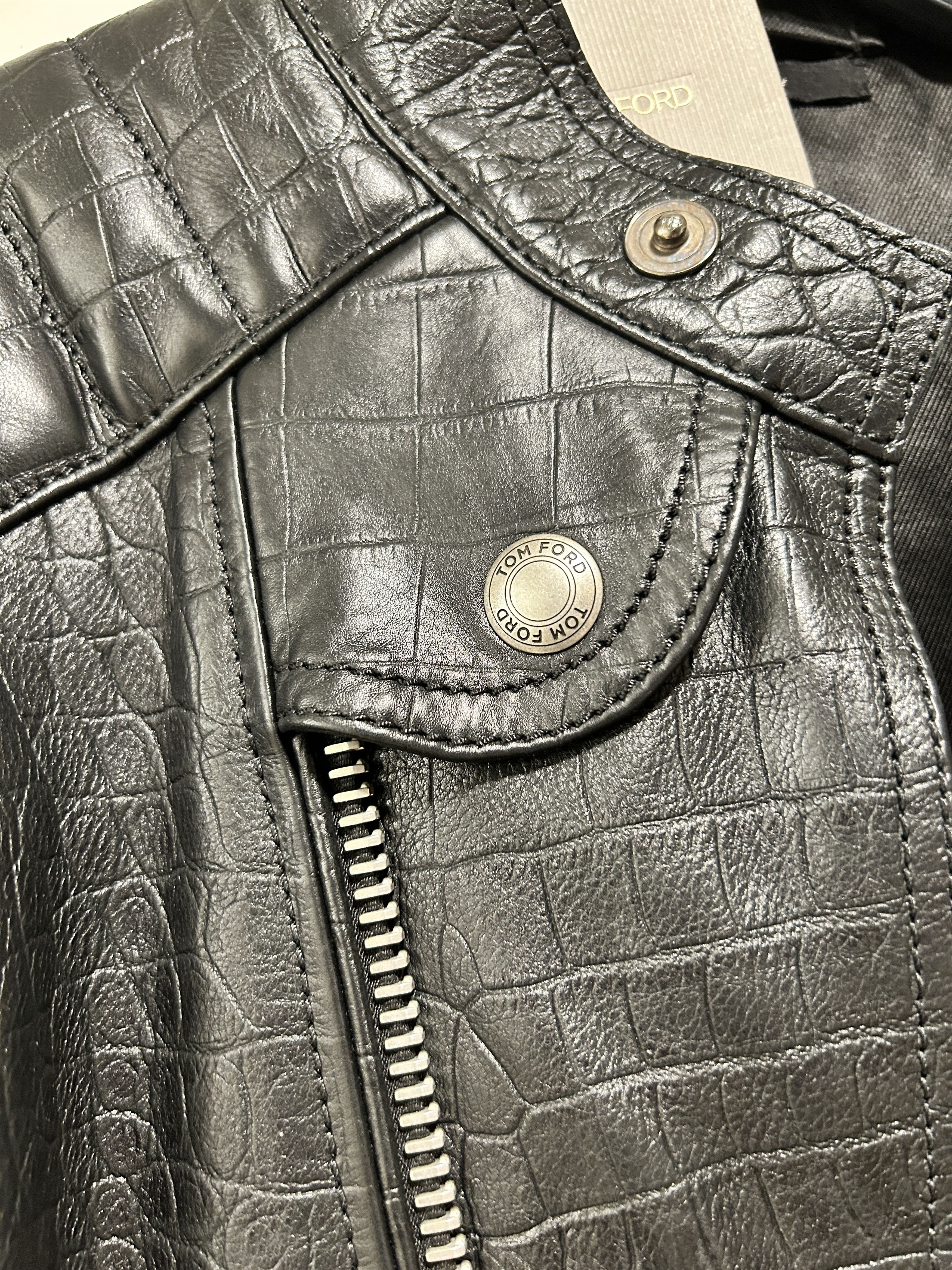 Tom Ford Tom Ford Leather Biker Crocodile Jacket in Black size It 52 Size US L / EU 52-54 / 3 - 8 Thumbnail