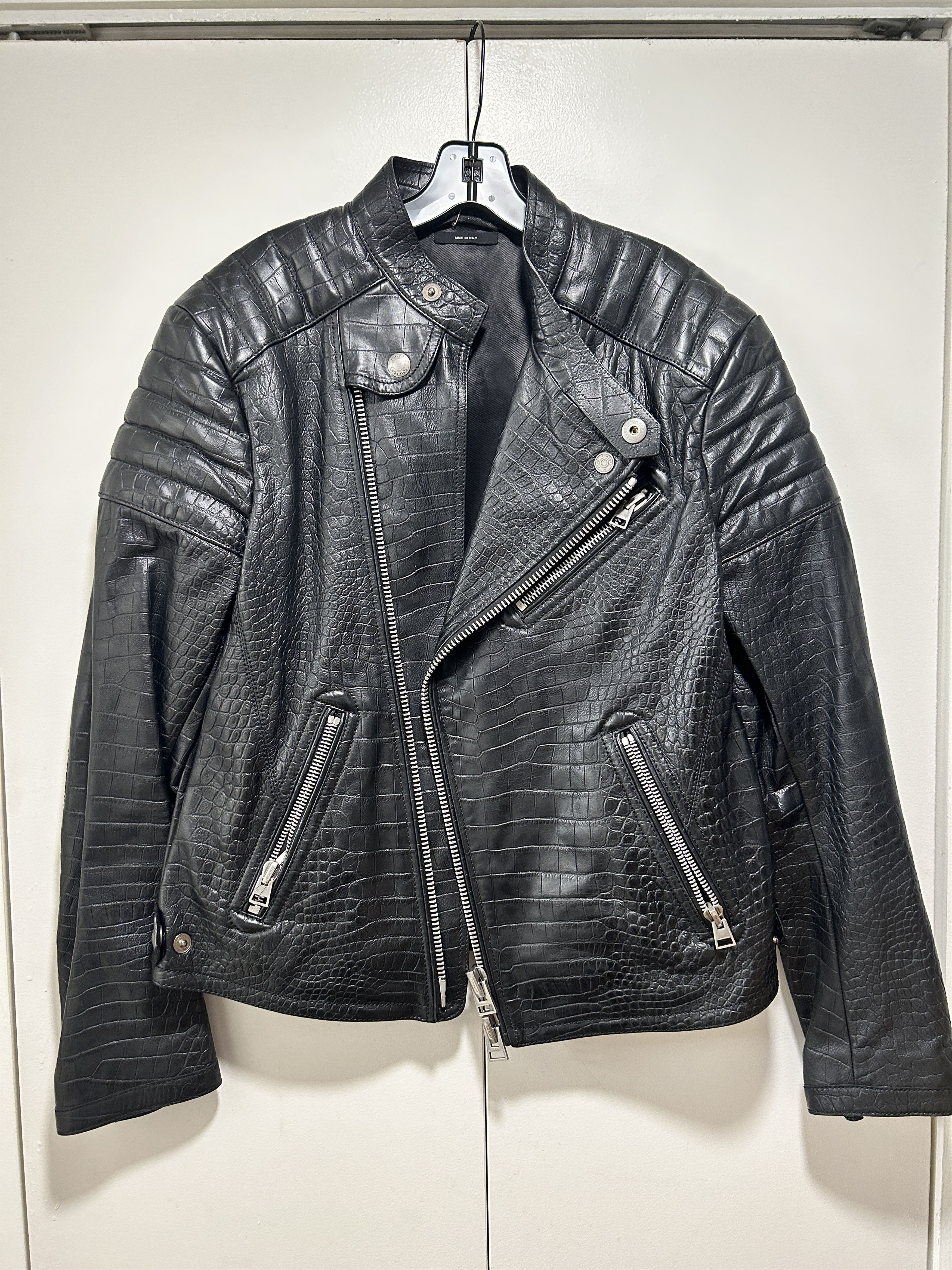 Tom Ford Tom Ford Leather Biker Crocodile Jacket in Black size It 52 Size US L / EU 52-54 / 3 - 1 Thumbnail
