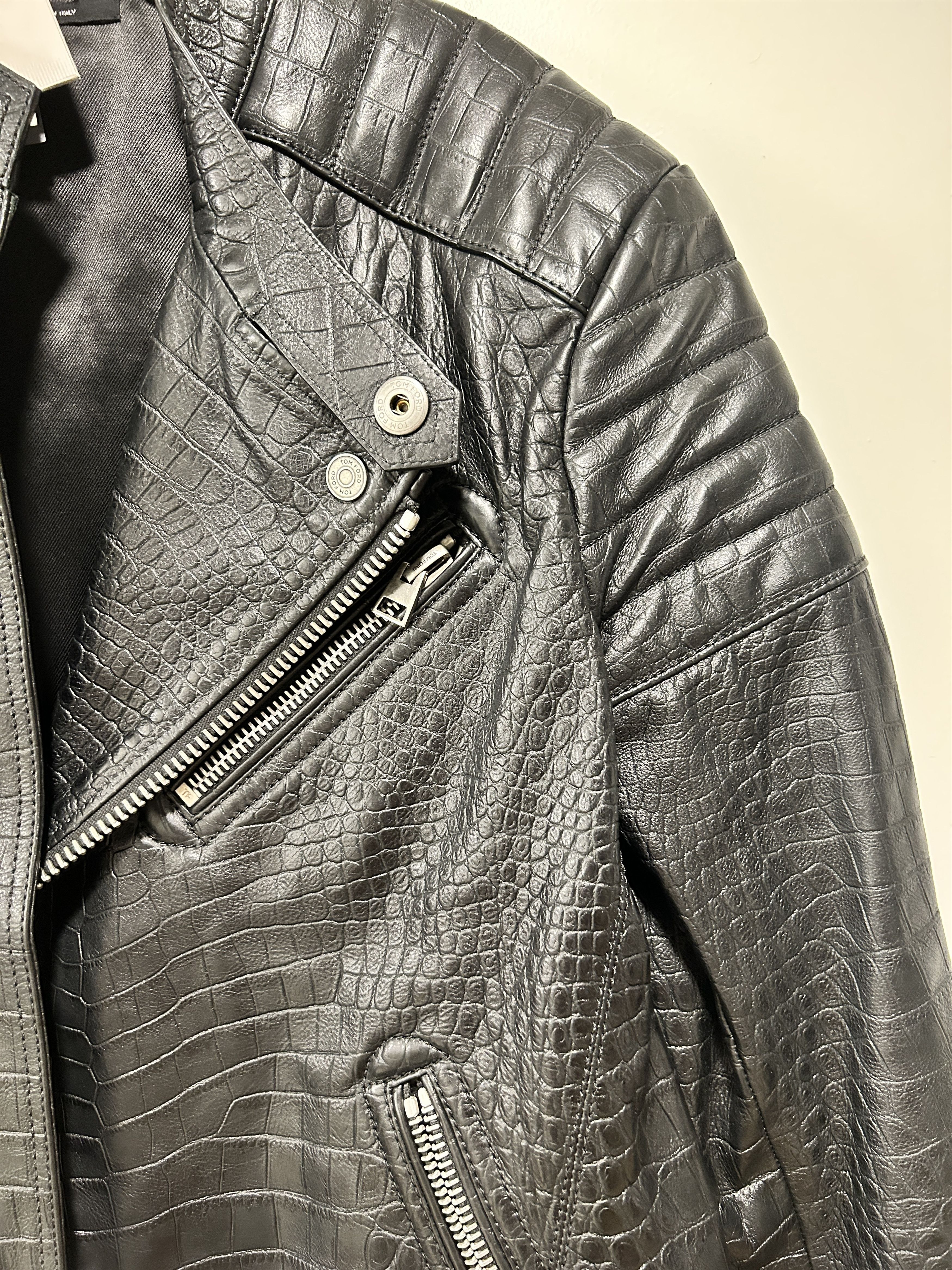 Tom Ford Tom Ford Leather Biker Crocodile Jacket in Black size It 52 Size US L / EU 52-54 / 3 - 6 Thumbnail