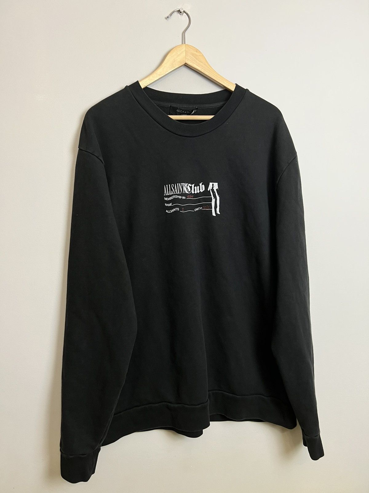 image of Allsaints 2020 Club Crewneck Like Rick Owens Slp in Black, Men's (Size Large)