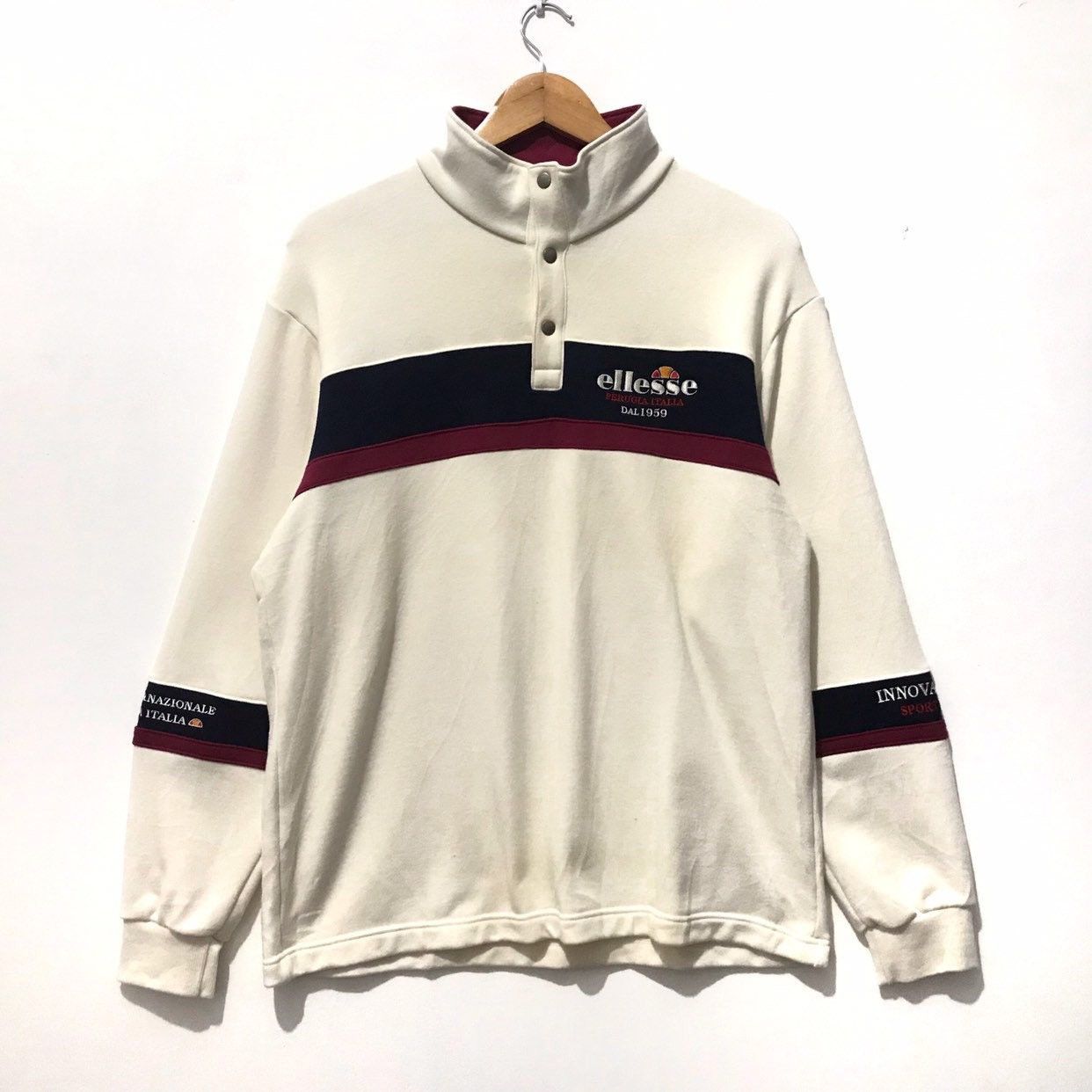 image of Ellesse Perugia Italia Jumper Pullover Sweatshirt in White, Men's (Size Medium)