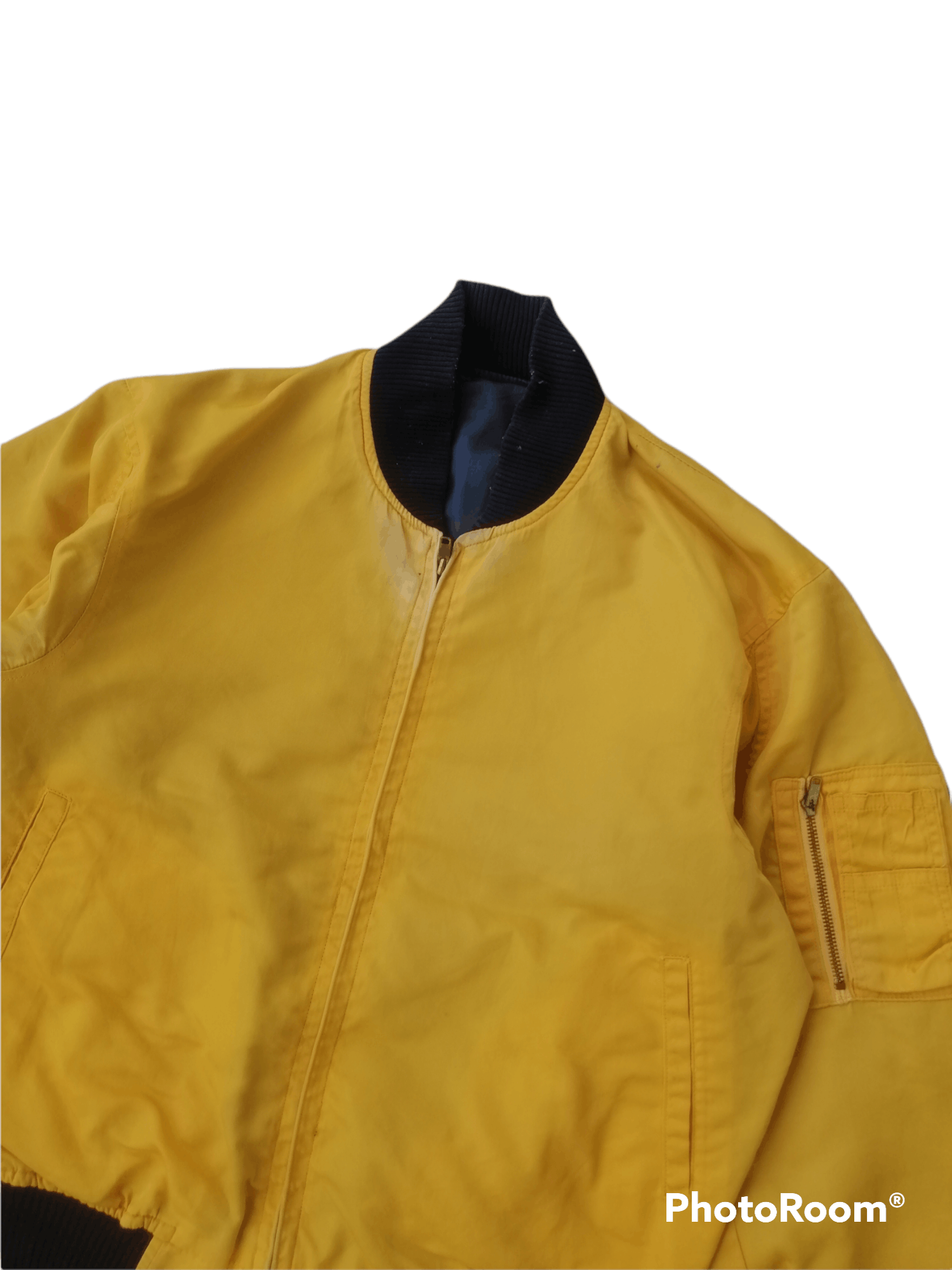 Vintage Limited Reversible Bomber Jacket Yellow Navy Blue Size US L / EU 52-54 / 3 - 3 Thumbnail
