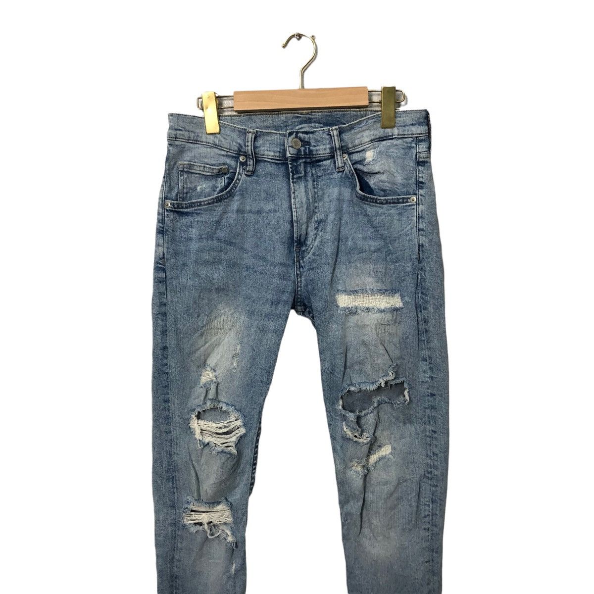 H&M Vintage H&M Jeans Bluewash Skinny Distressed Denim Pants W30 Size US 30 / EU 46 - 2 Thumbnail