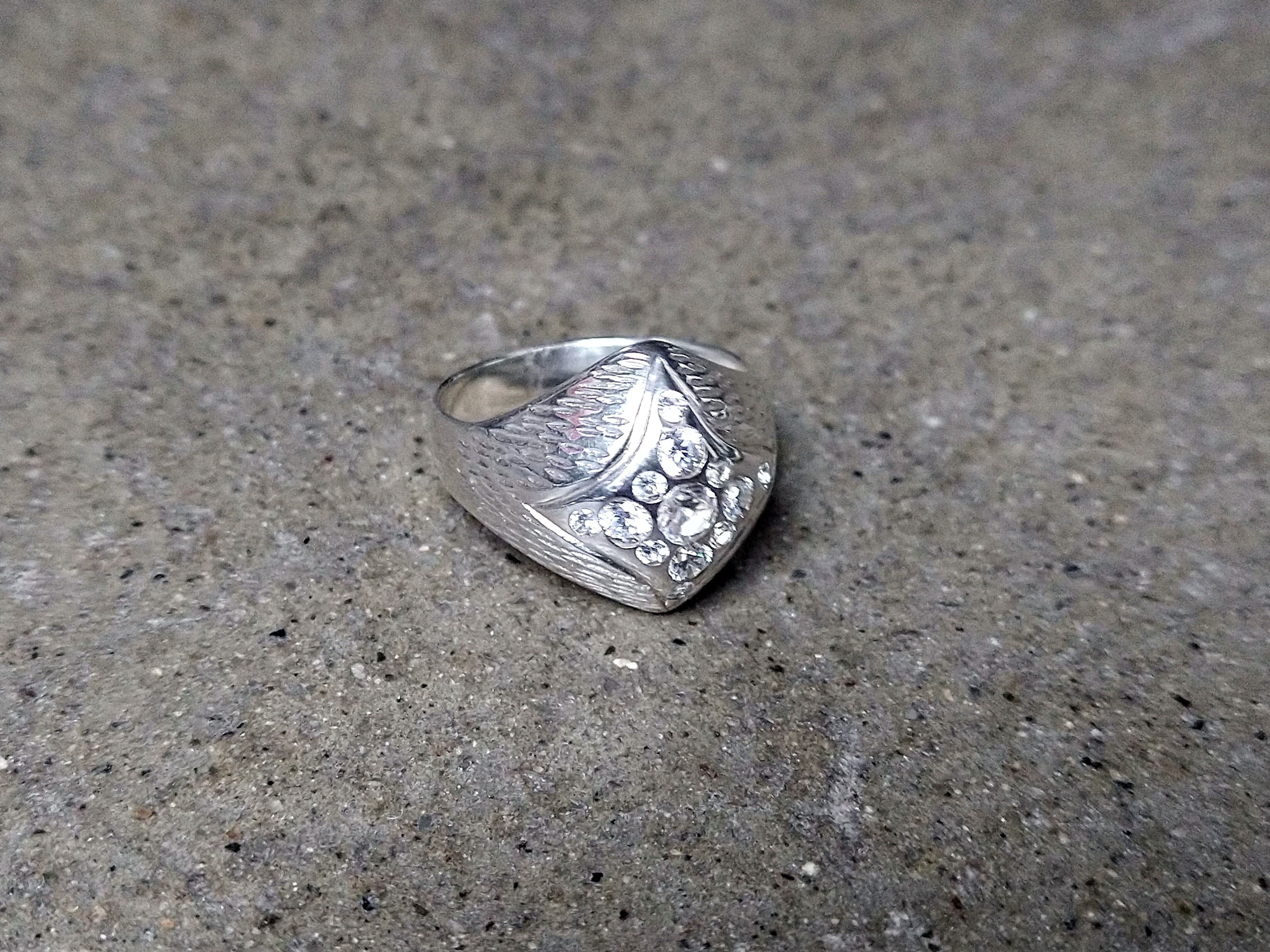 Jewelry × Sterling Silver Sterling Silver Ring Size 9.5 Star Art Deco Glass Stones Size ONE SIZE - 2 Thumbnail