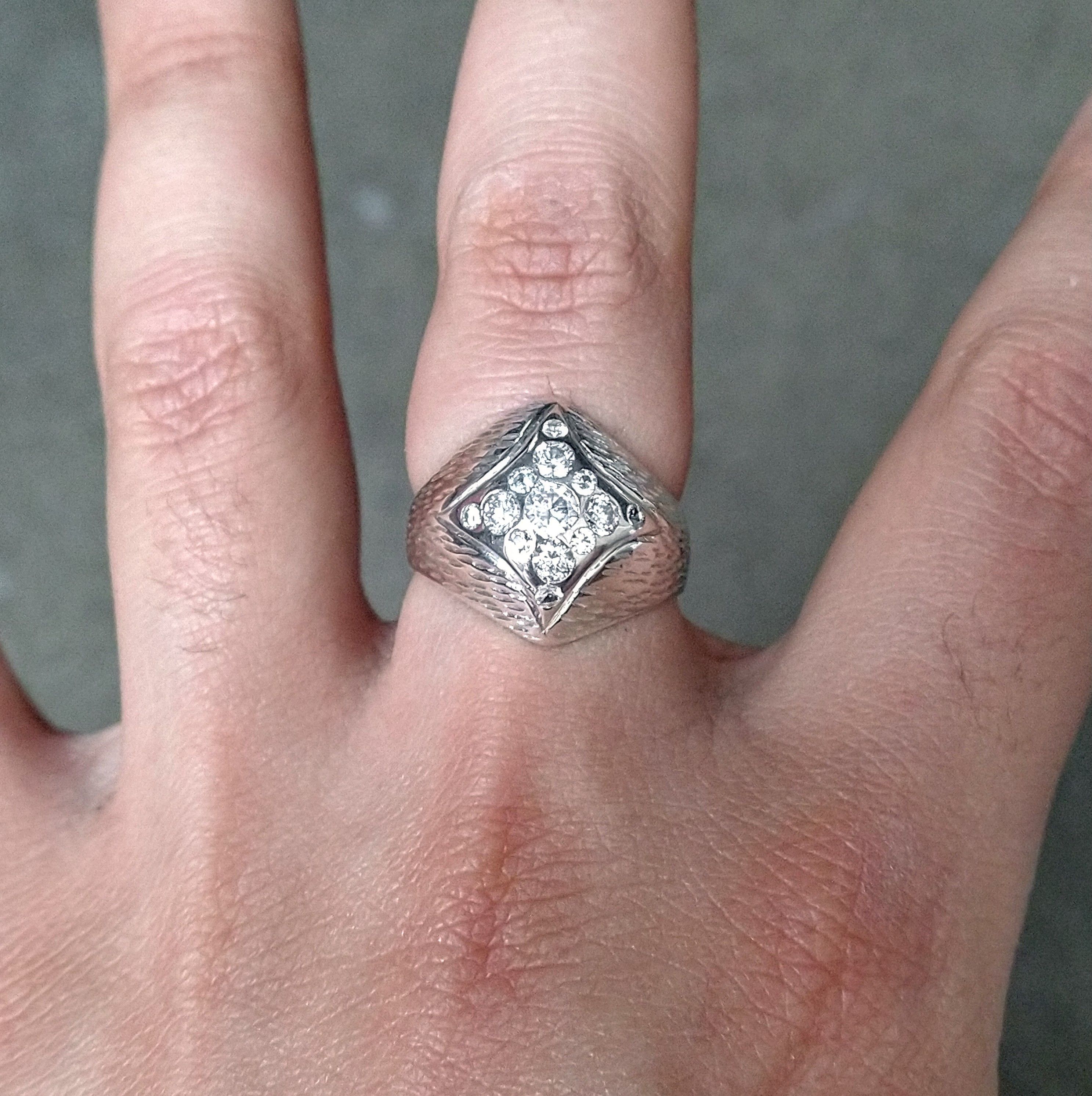Jewelry × Sterling Silver Sterling Silver Ring Size 9.5 Star Art Deco Glass Stones Size ONE SIZE - 12 Thumbnail