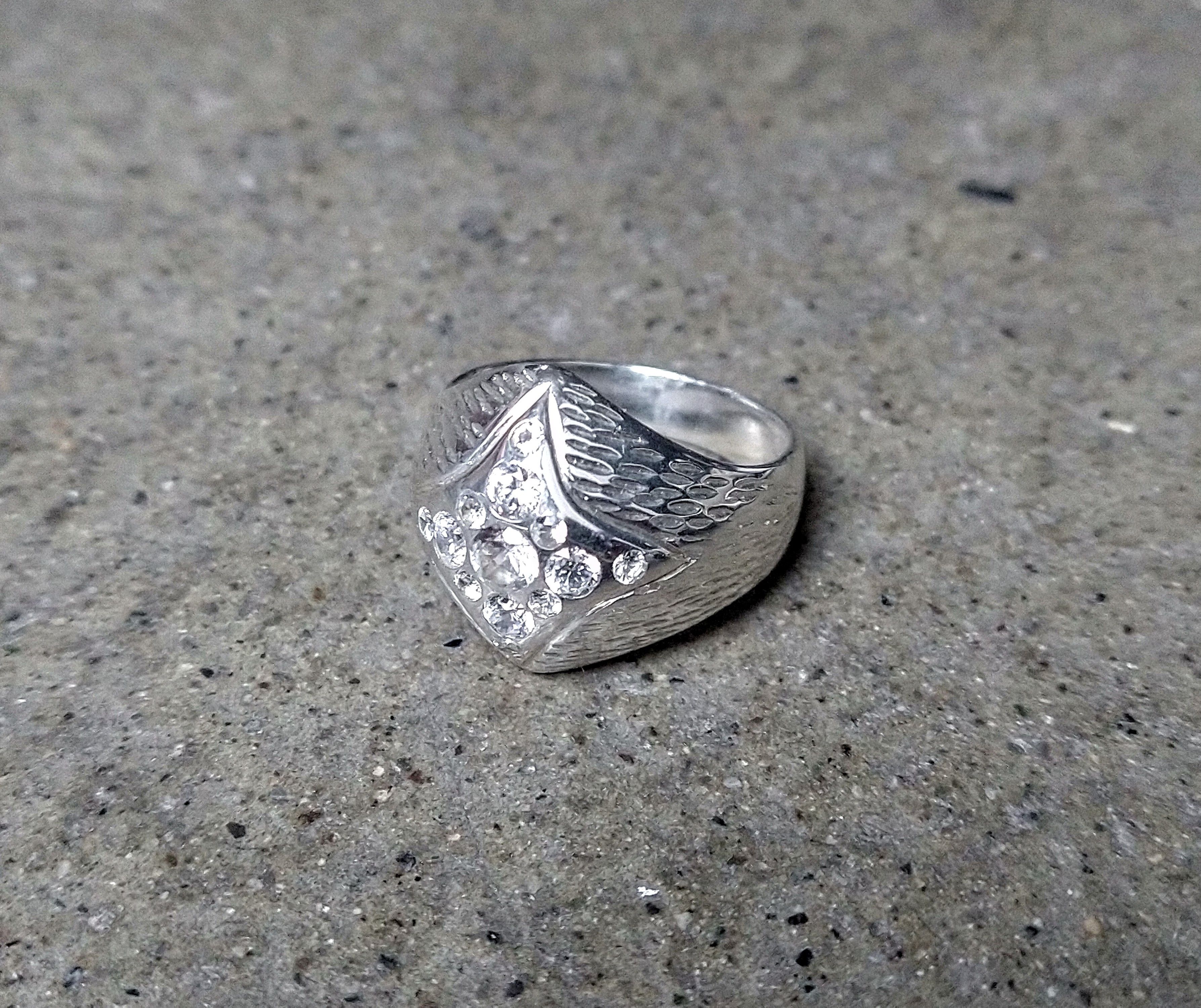 Jewelry × Sterling Silver Sterling Silver Ring Size 9.5 Star Art Deco Glass Stones Size ONE SIZE - 1 Thumbnail