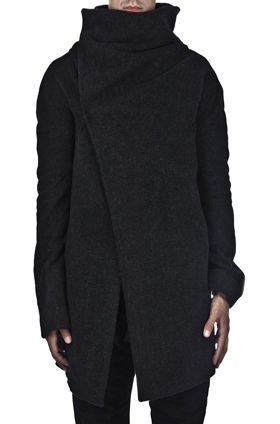 Lentrian High Neck / Funnelneck Wool Coat Size US XS / EU 42 / 0 - 2 Thumbnail