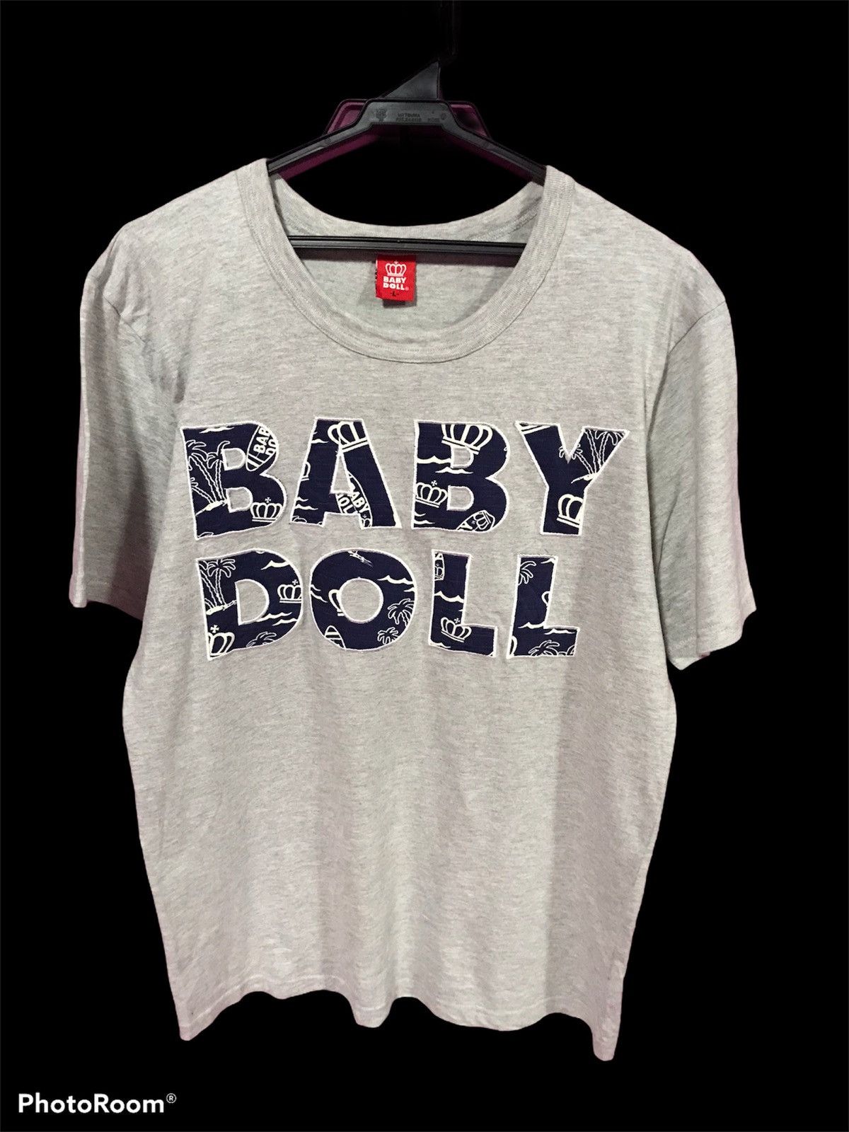 Japanese Brand BABY DOLL GREY SIZE L TEE SHIRT BIG LOGO