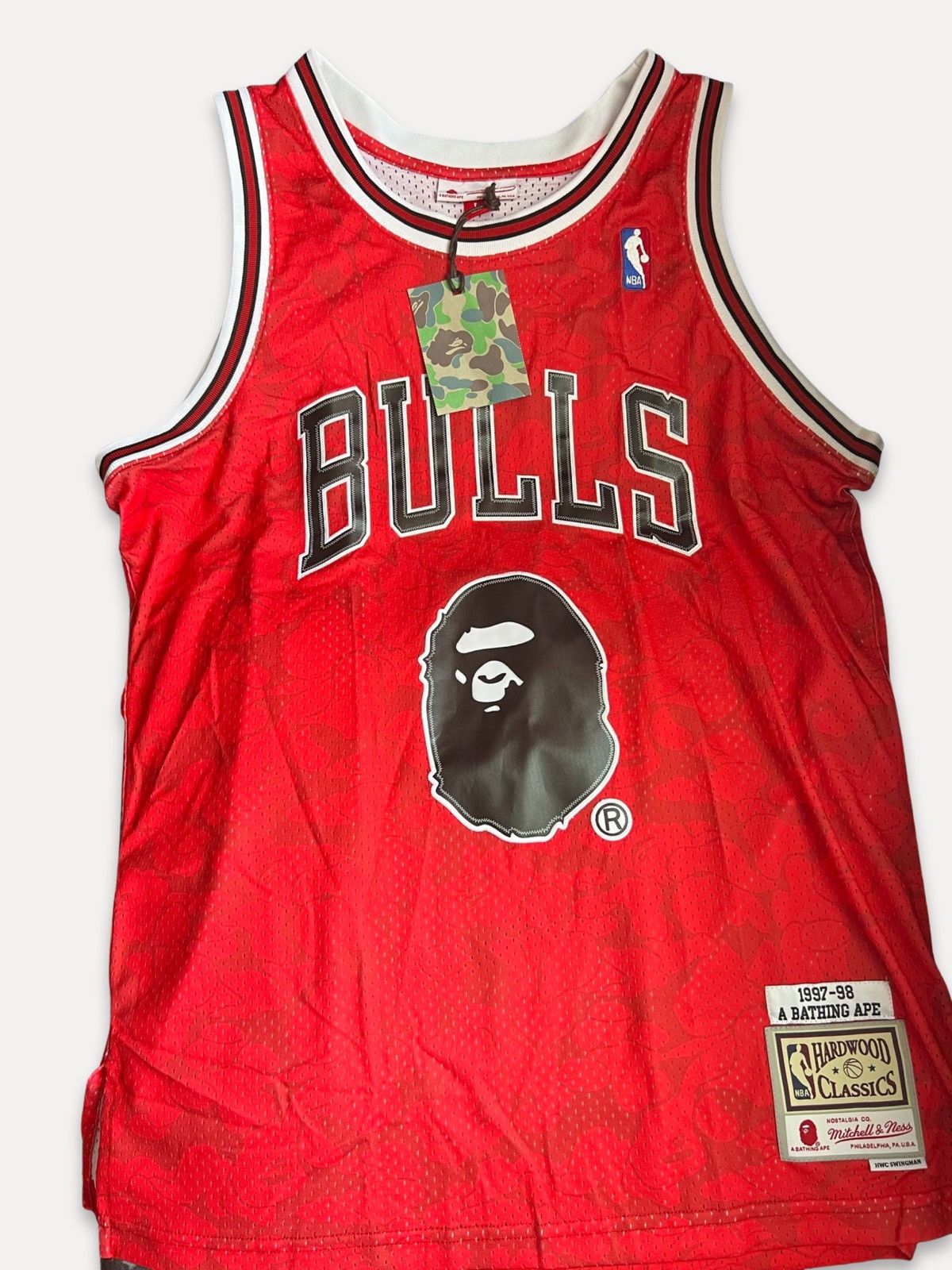 Bape x Mitchell & Ness Cavs ABC Basketball Swingman Jersey Burgundy