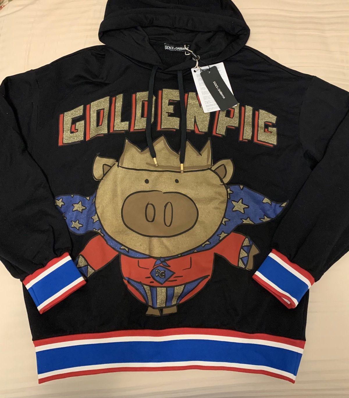 image of Dolce Gabbana pig Hoodie in Black, Men's (Size Medium)