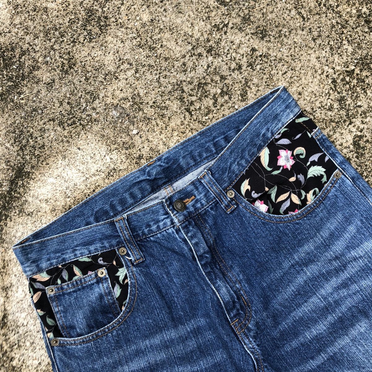 Japanese Brand × Vintage 🔥Sick🔥🇯🇵Unbrand Motive Embroidery Koi Sukajan Styles Jeans Size US 32 / EU 48 - 9 Thumbnail