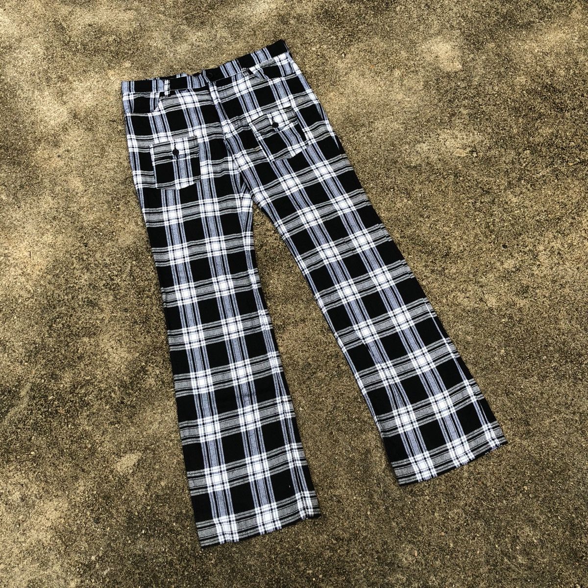 Designer × Japanese Brand × Vintage 🔥Sick🔥Tom's Worker Checkerd Black Tartan Punk Styles Pants Size 32" / US 10 / IT 46 - 1 Thumbnail