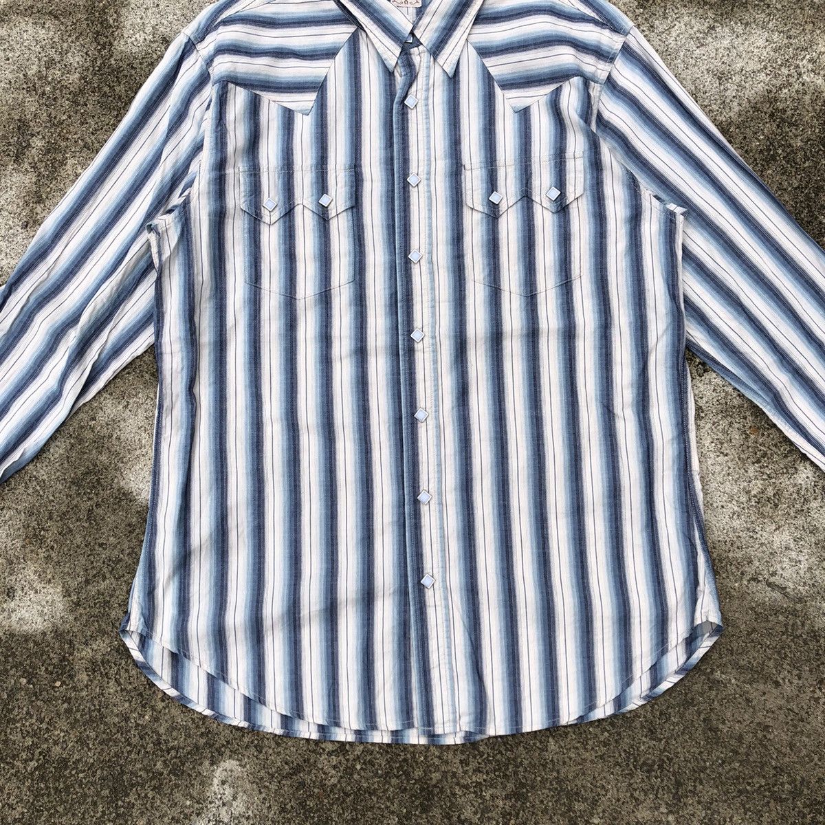Japanese Brand × Sugar Cane × Toyo Enterprises 🔥Rare🔥🇯🇵Sugar Cane Stripes Western Styles Buttons Shirts Size M / US 6-8 / IT 42-44 - 3 Thumbnail