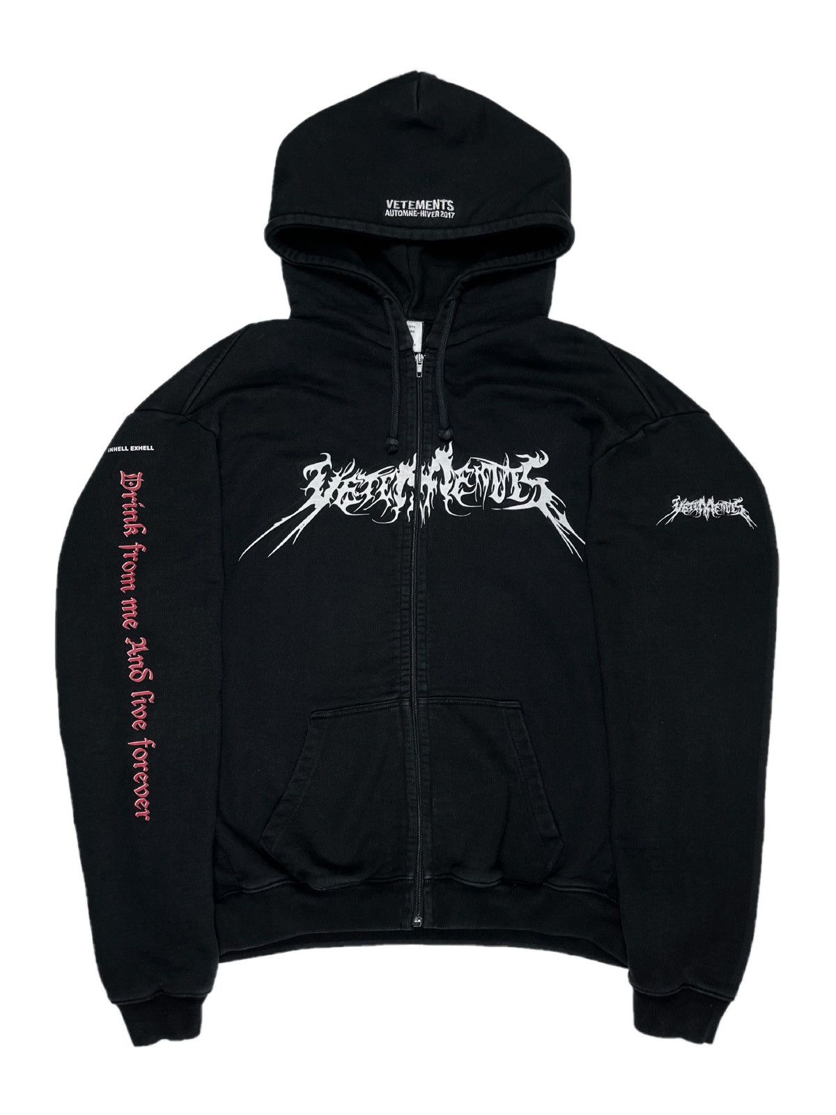 Vetements Total Fucking Darkness TFD Zip Up Hoodie Oversized