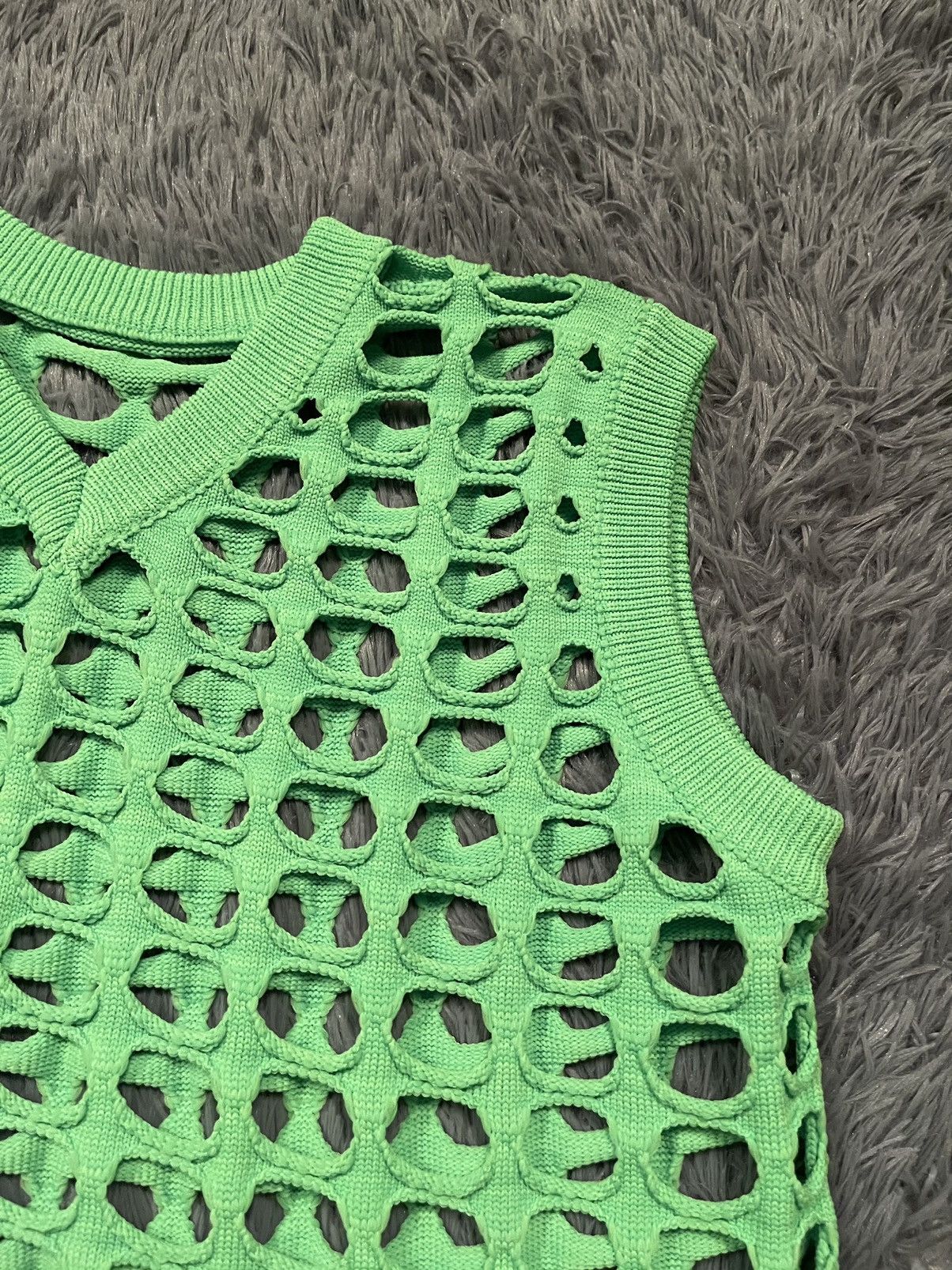 Japanese Brand × Vintage Y2K vintage Japanese style avant garde mesh vest neon green Size ONE SIZE - 3 Thumbnail