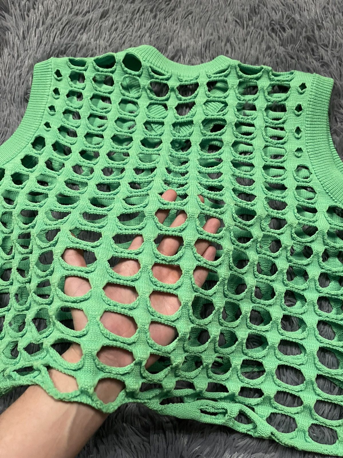 Japanese Brand × Vintage Y2K vintage Japanese style avant garde mesh vest neon green Size ONE SIZE - 5 Thumbnail