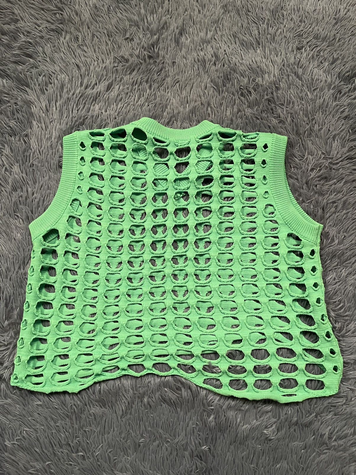 Japanese Brand × Vintage Y2K vintage Japanese style avant garde mesh vest neon green Size ONE SIZE - 4 Thumbnail