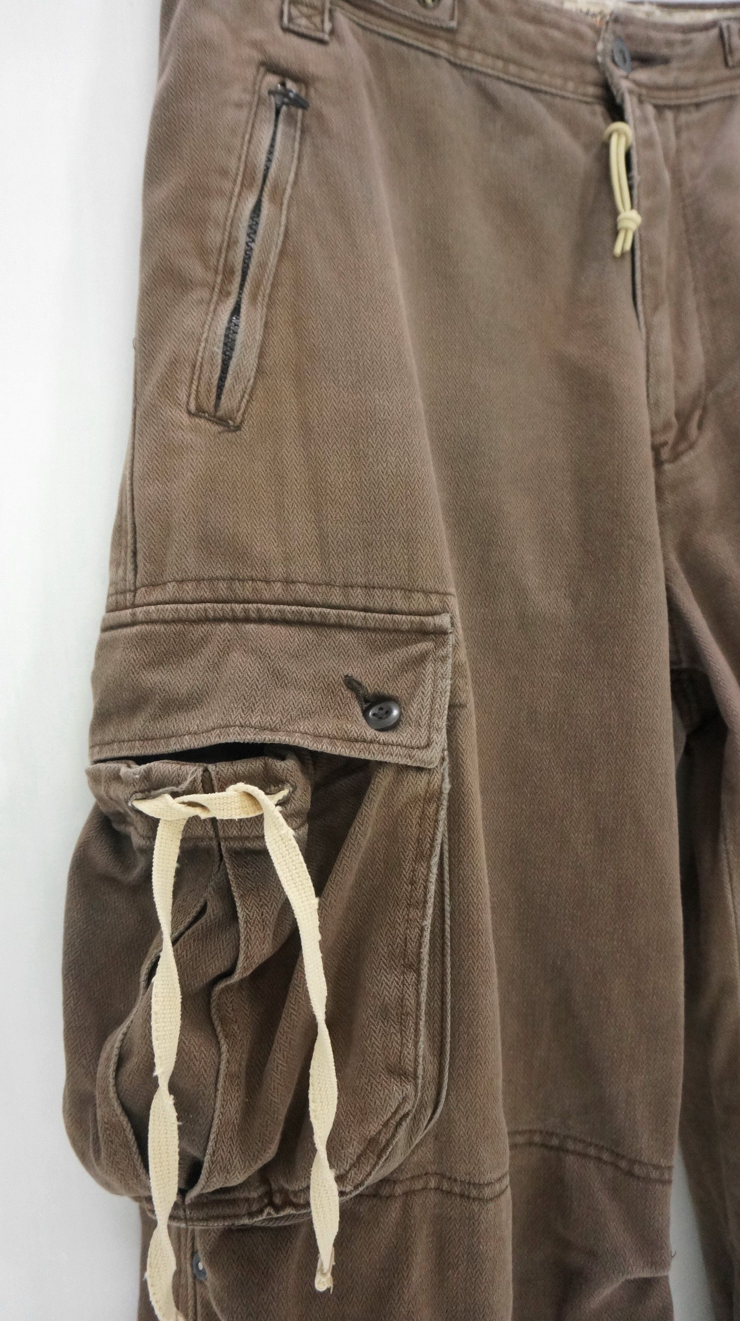 Japanese Brand 🔥 SUNNY CLOUD Vintage Herringbone Faded Brown Cargo Pants Size US 30 / EU 46 - 5 Thumbnail