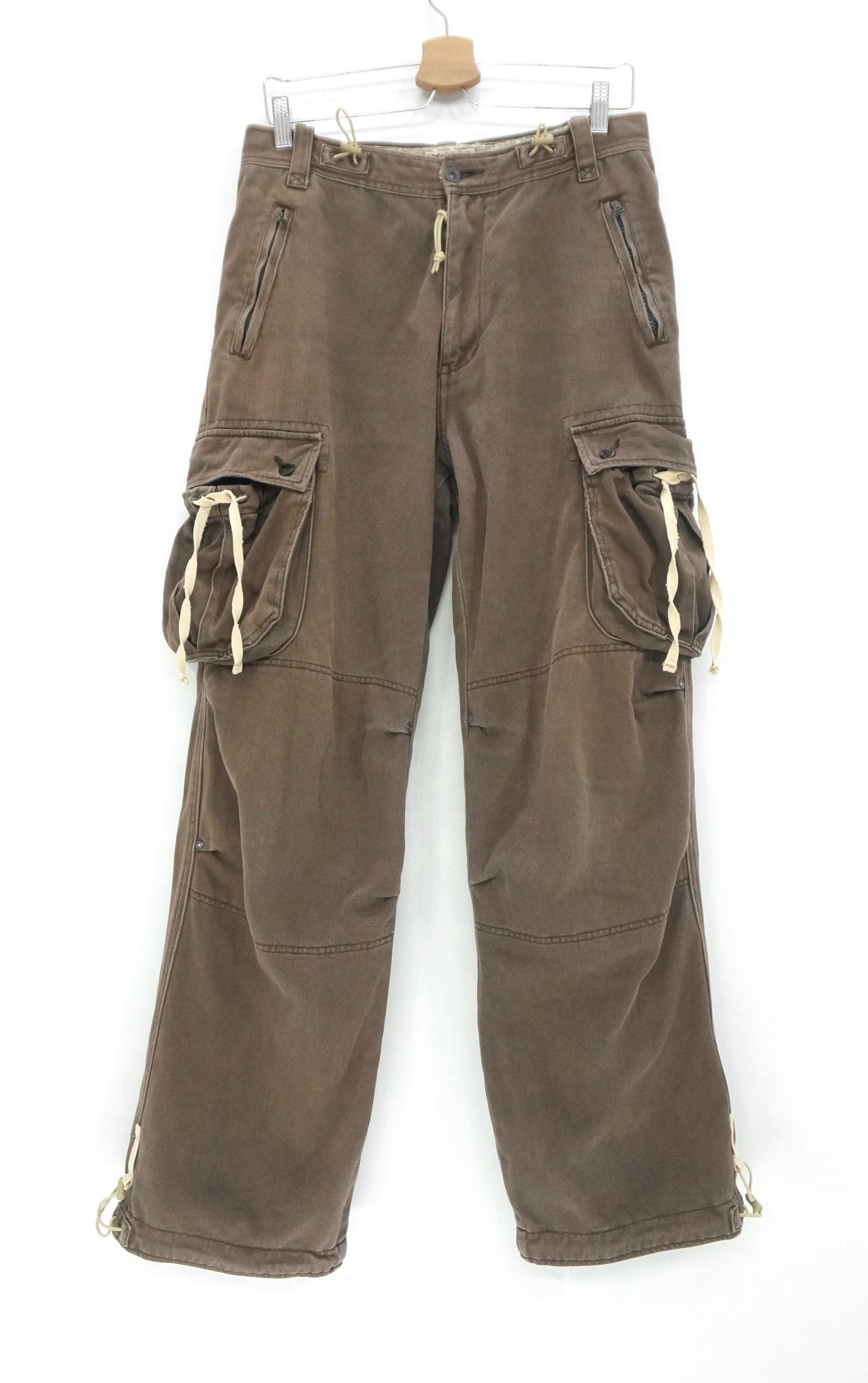 image of Sunny Cloud Vintage Herringbone Faded Brown Cargo Pants, Men's (Size 30)