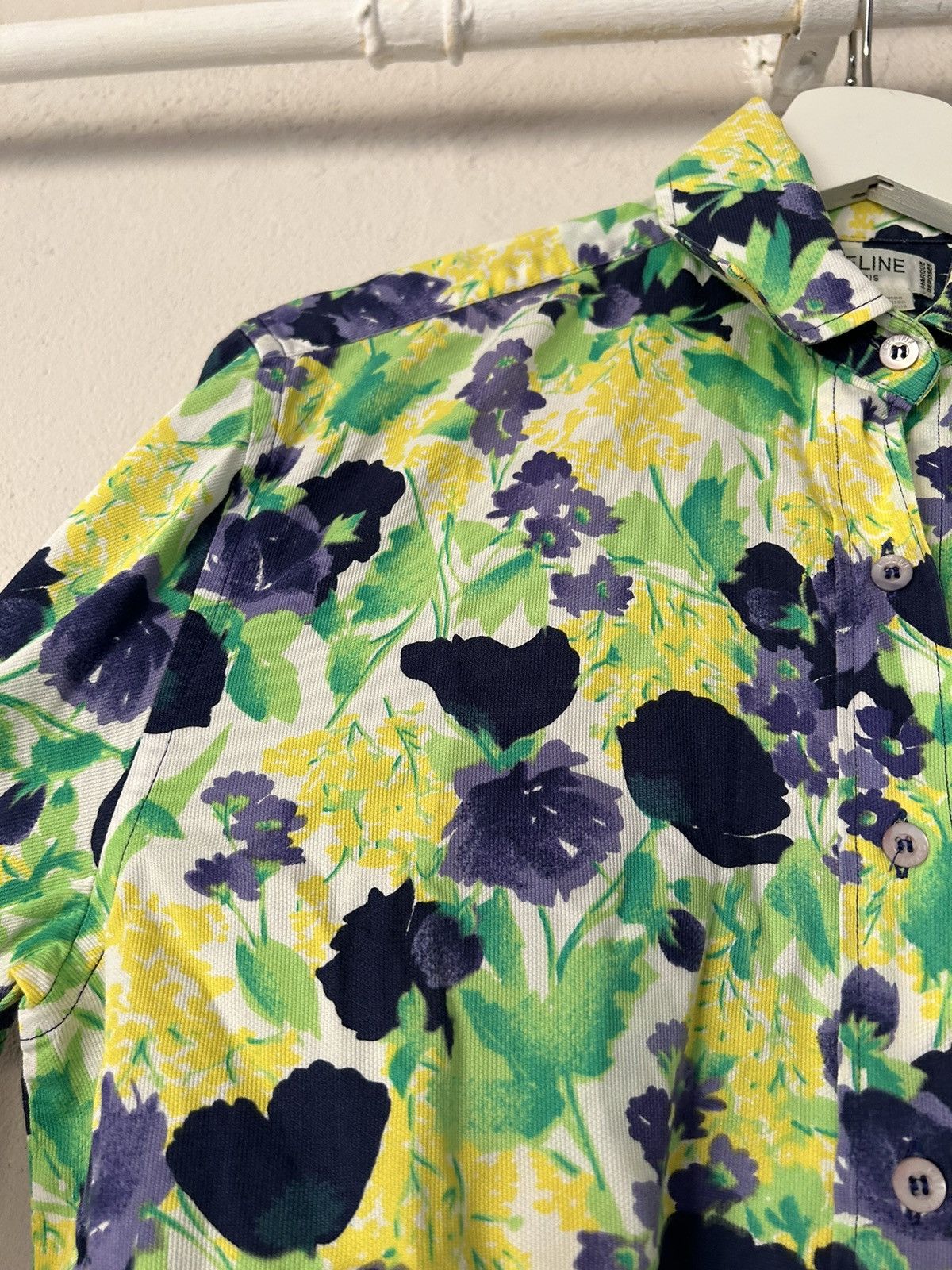Celine Floral Print Cotton Short-Sleeve Blouse Size M / US 6-8 / IT 42-44 - 3 Thumbnail