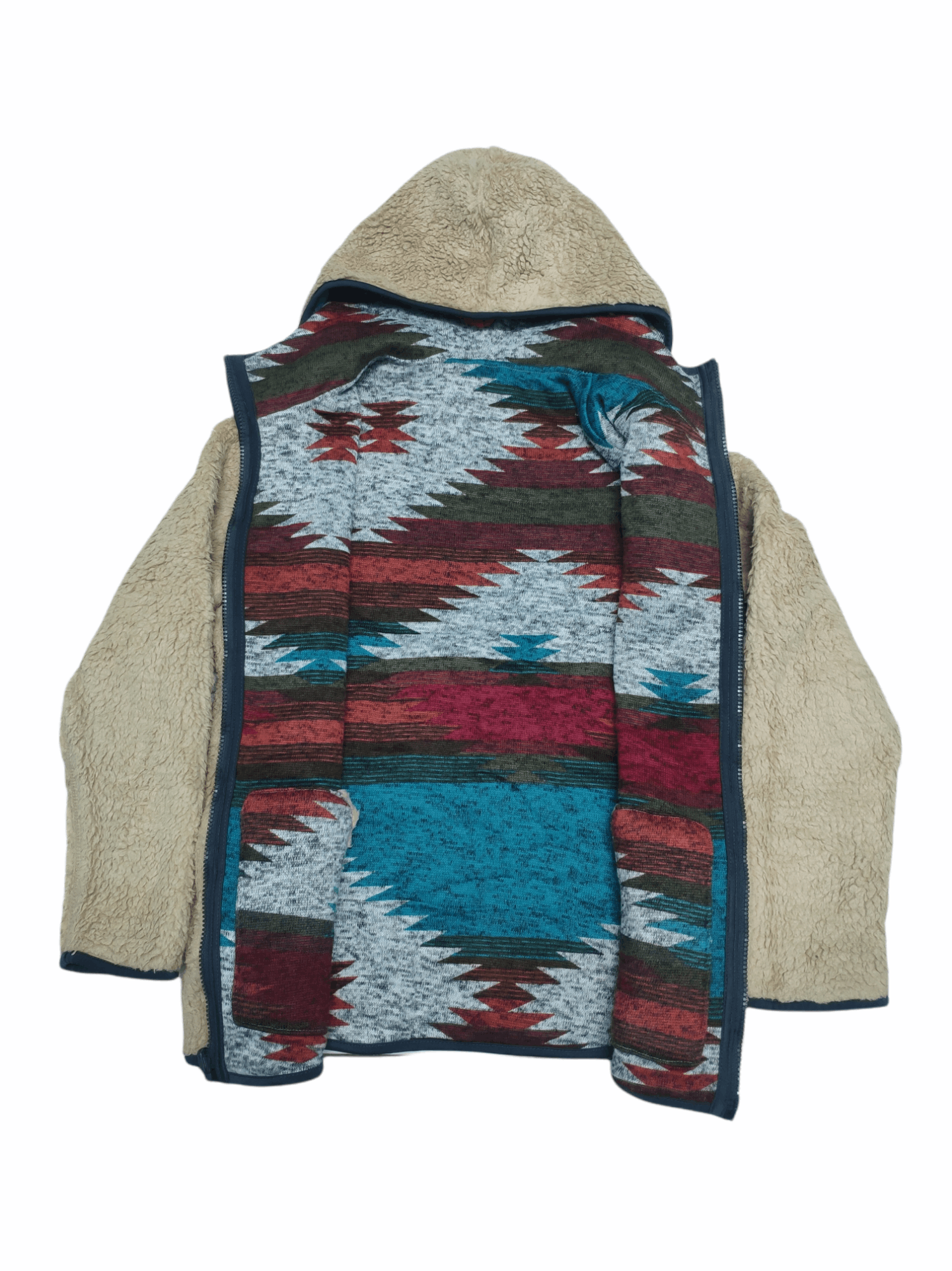 Japanese Brand × Vintage Vintage Fleece Sherpa Hooded Jacket Native Reversible Size US S / EU 44-46 / 1 - 13 Thumbnail