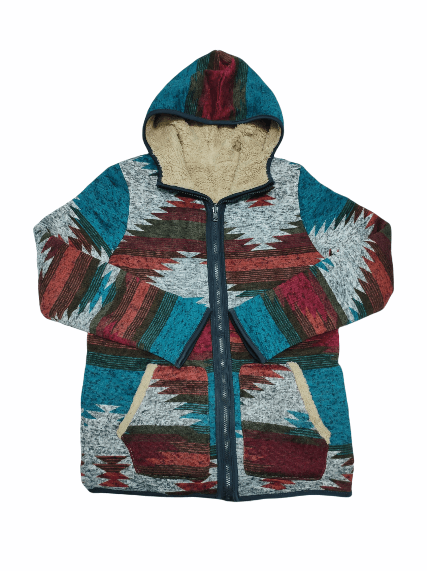 Japanese Brand × Vintage Vintage Fleece Sherpa Hooded Jacket Native Reversible Size US S / EU 44-46 / 1 - 1 Thumbnail