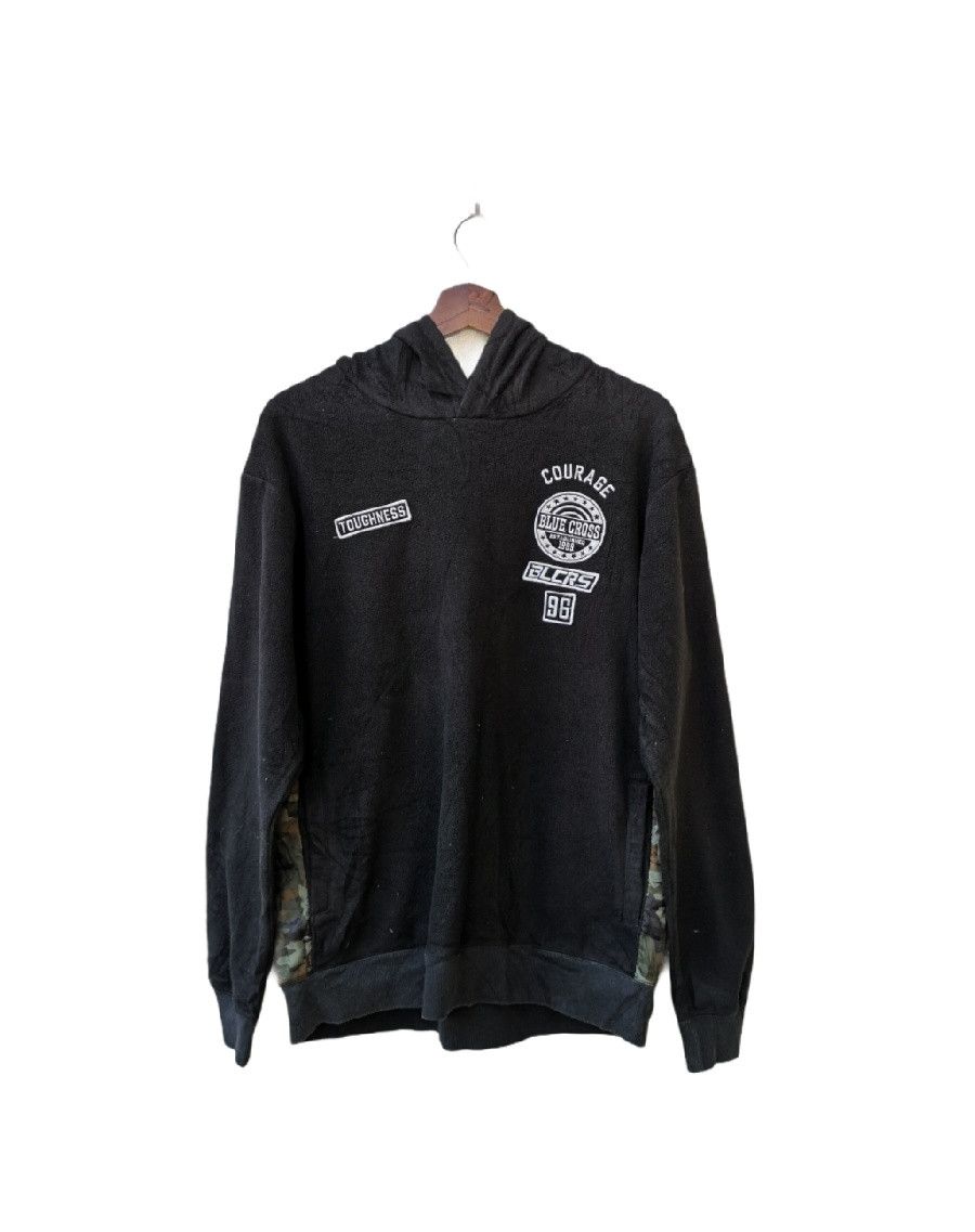 image of Courreges Blue Cross Spell Out Half Camo in Black, Men's (Size Large)