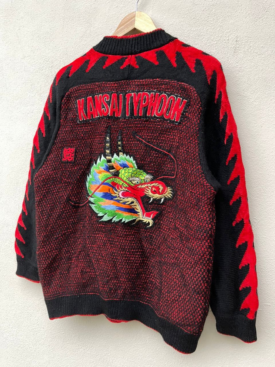 Japanese Brand × Kansai Yamamoto × Vintage Kansai Yamamoto Typhoon Embroidered Dragon Logo Knit Jacket Size US L / EU 52-54 / 3 - 10 Thumbnail
