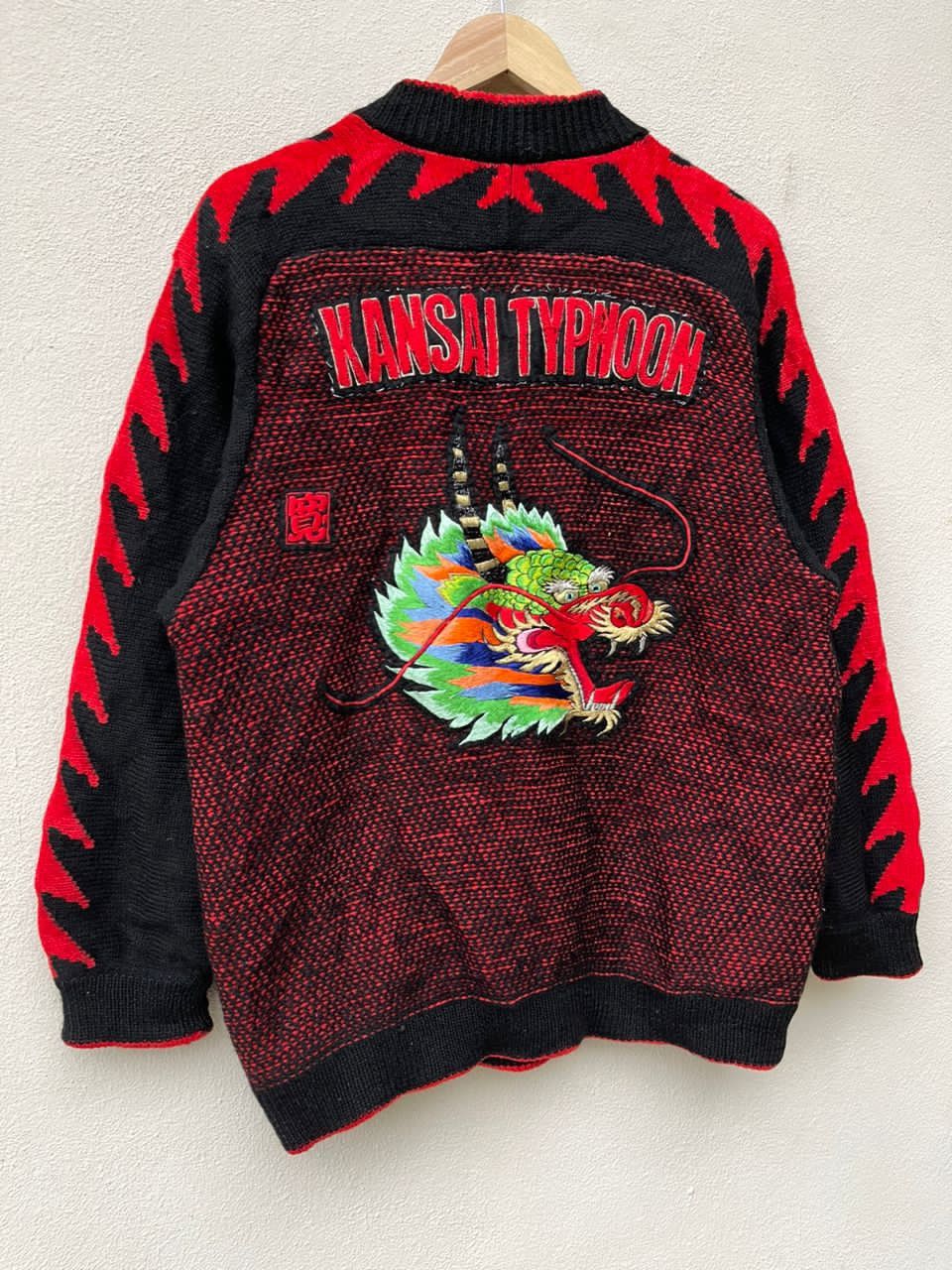 Japanese Brand × Kansai Yamamoto × Vintage Kansai Yamamoto Typhoon Embroidered Dragon Logo Knit Jacket Size US L / EU 52-54 / 3 - 11 Thumbnail