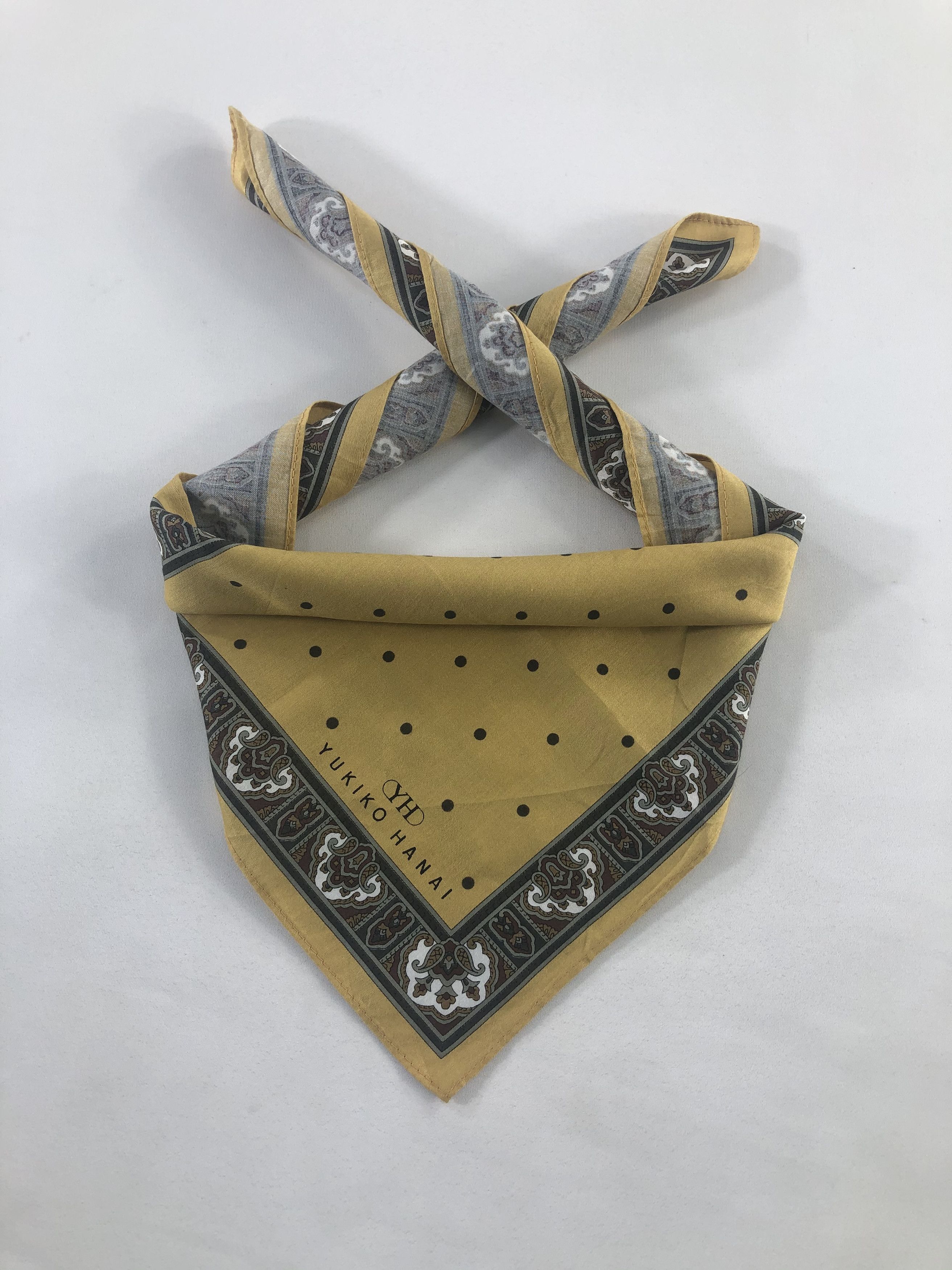 image of Vintage Yukiko Hanai Handkerchief / Bandana / Neckerchief in Yellow, Men's