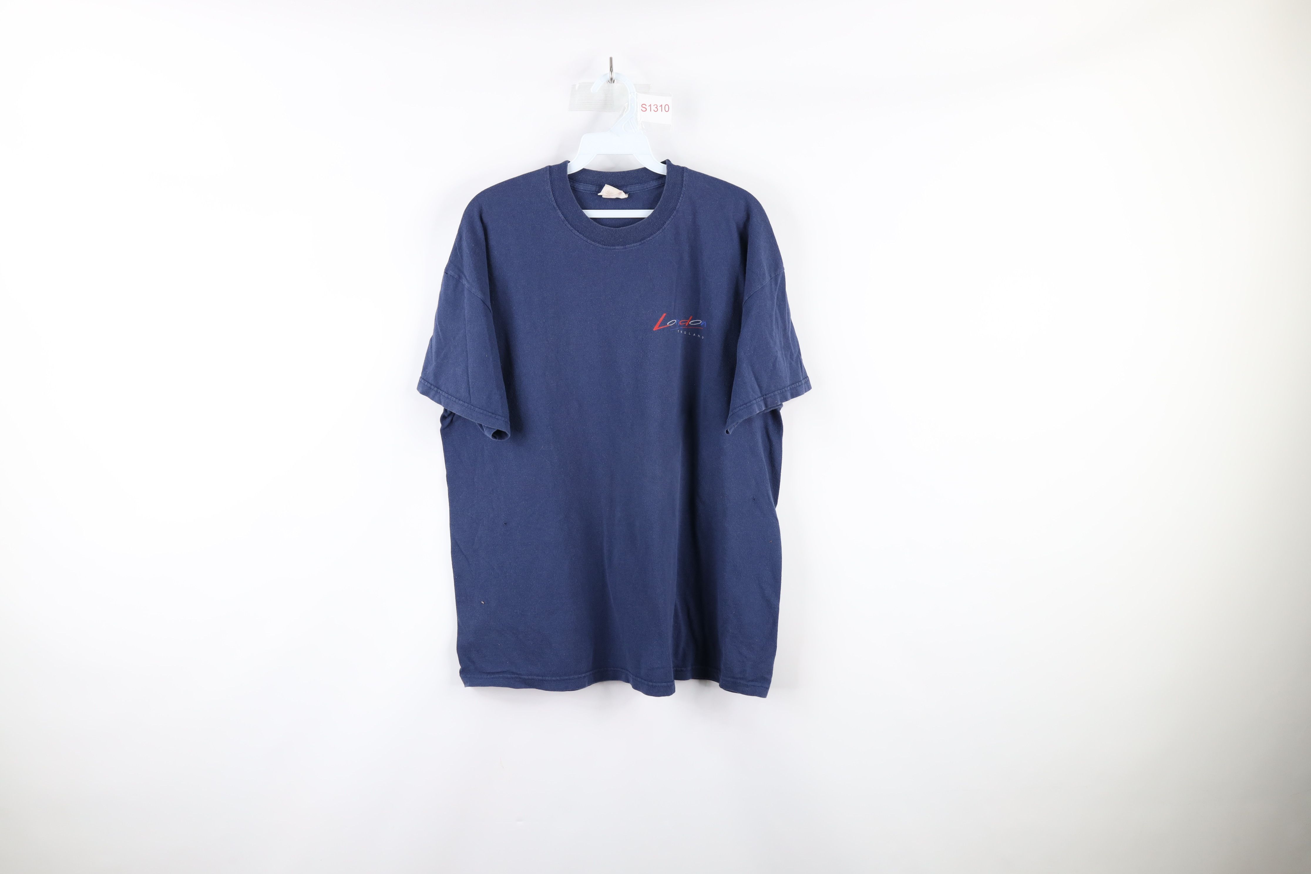 Vintage Vintage 90s Streetwear London England Spell Out T-Shirt Blue Size US XL / EU 56 / 4 - 1 Preview