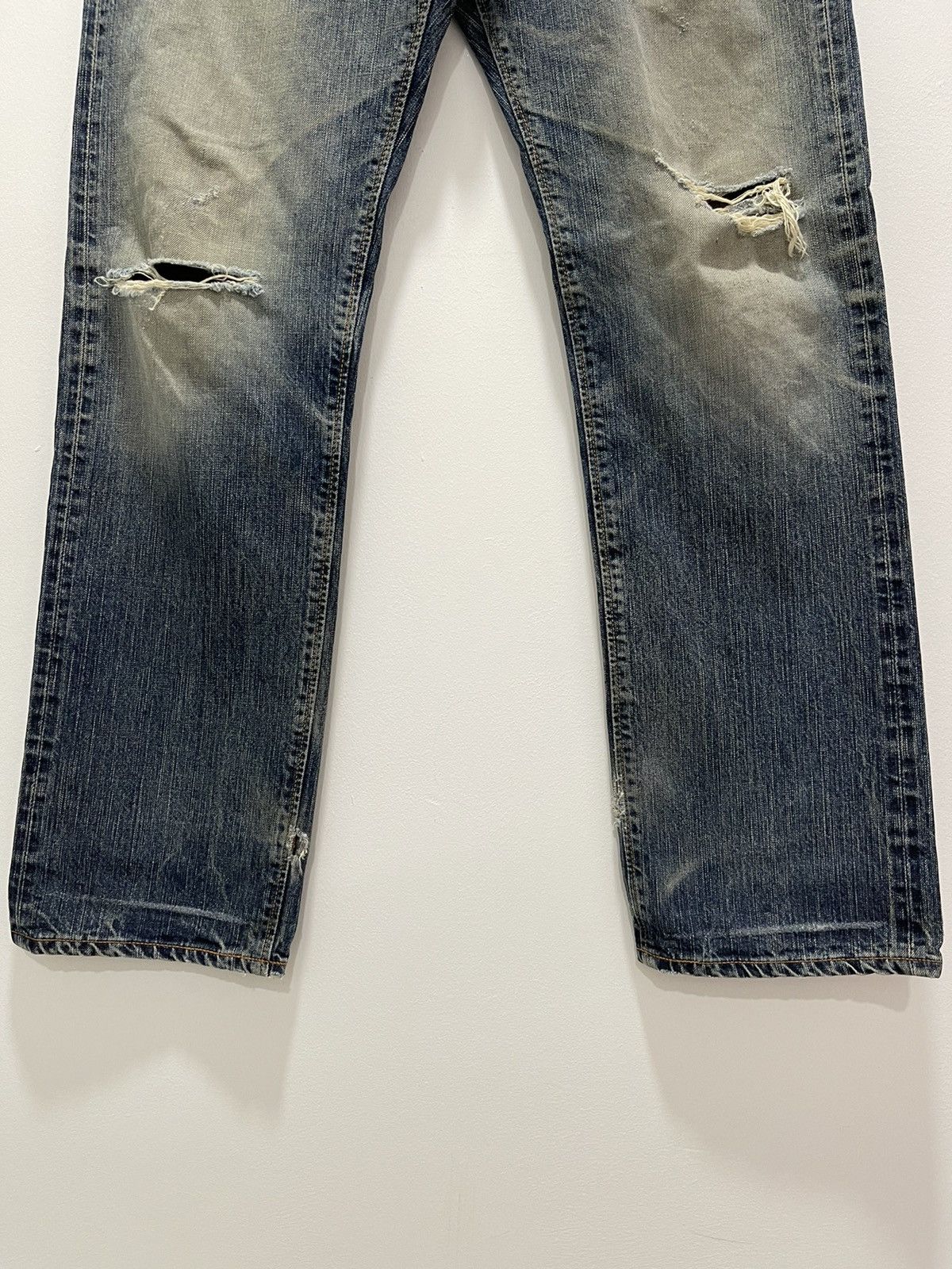 Edwin VINTAGE EDWIN 505 SELVEDGE RIPPED DISTRESSED DENIM JEANS Size US 31 - 9 Thumbnail