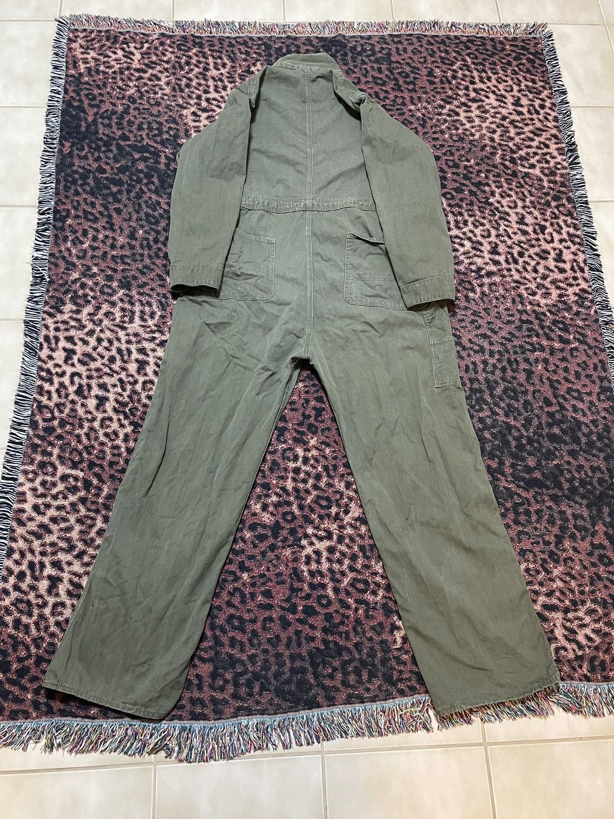 Vintage 50s 60s Texaco Herringbone twill HBT Coveralls Olive