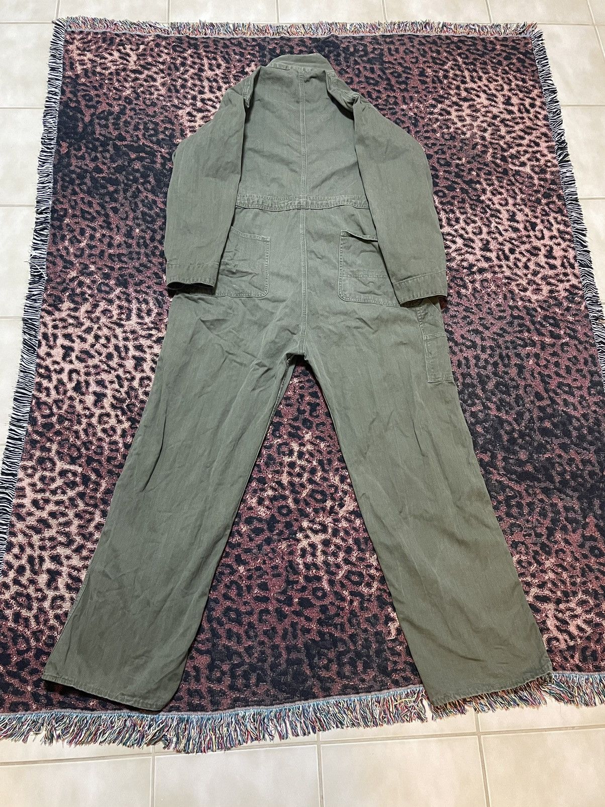 Vintage 50s 60s Texaco Herringbone twill HBT Coveralls Olive