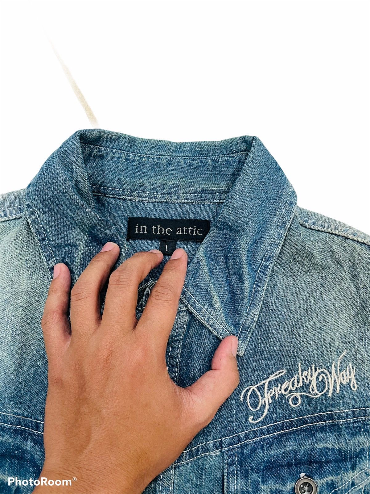 In The Attic Japanese Brand In The Attic Blue Denim Rare and Nice Design Size US L / EU 52-54 / 3 - 3 Thumbnail