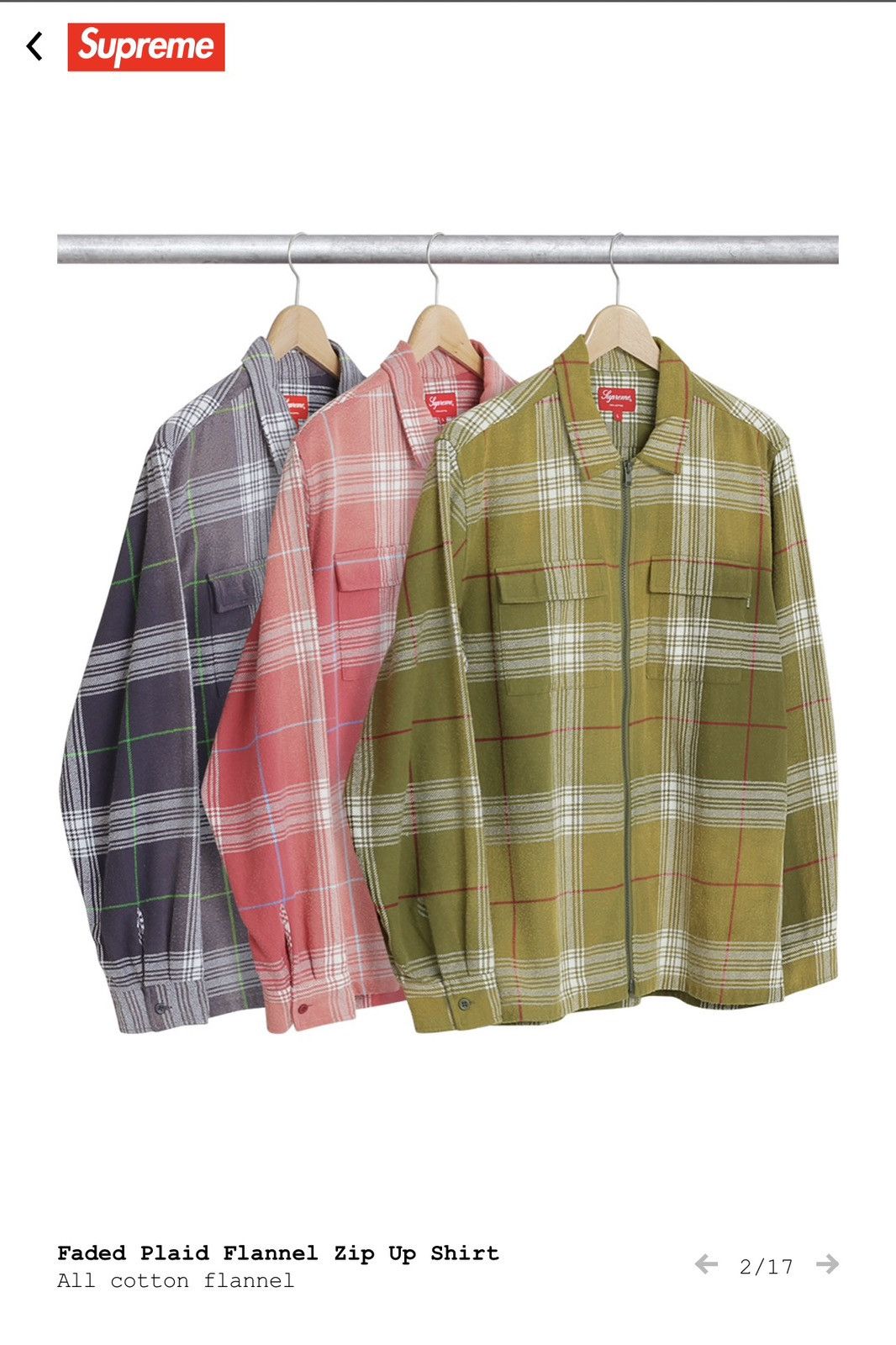Supreme Supreme faded plaid flannel shirt ss17 green Size US S / EU 44-46 / 1 - 2 Thumbnail
