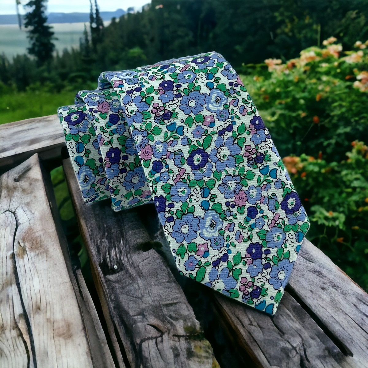 Other Men’s Periwinkle Whimsy Floral Print Necktie, Slim Width Tie Size ONE SIZE - 2 Thumbnail