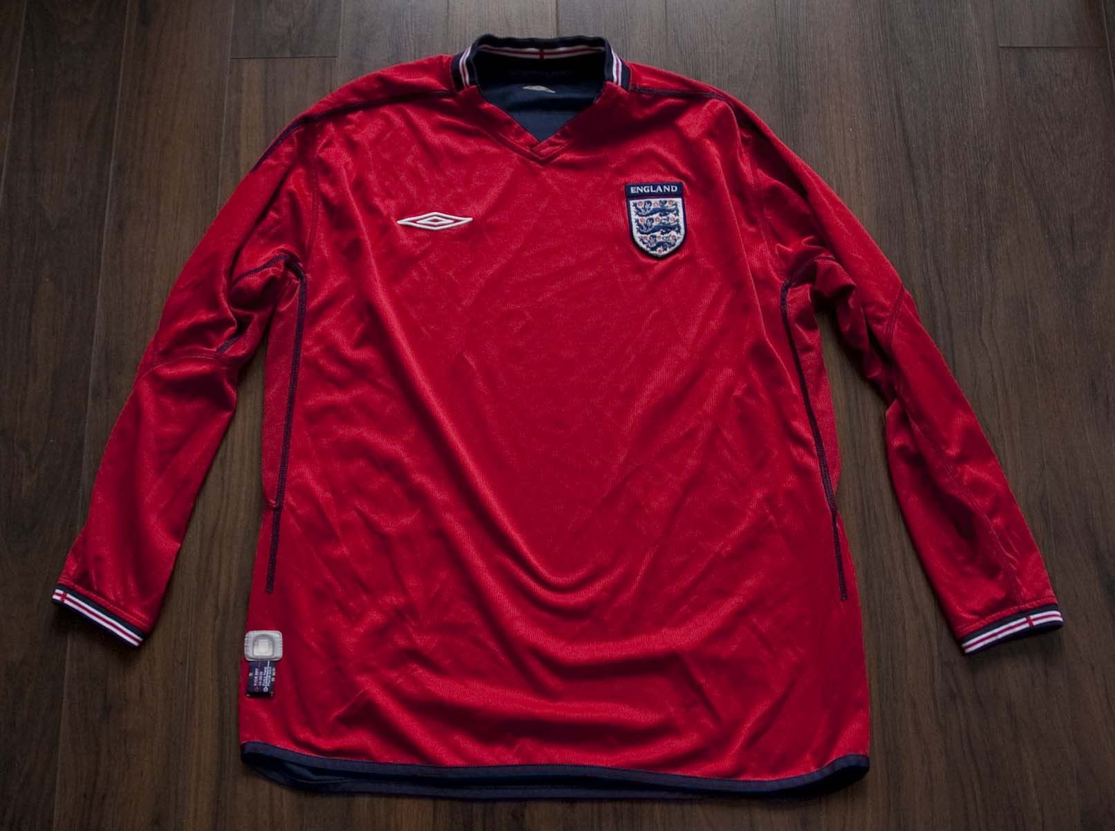 Maillot Angleterre Umbro 2004 Manches Longues - Domicile Rouge - Taille L
