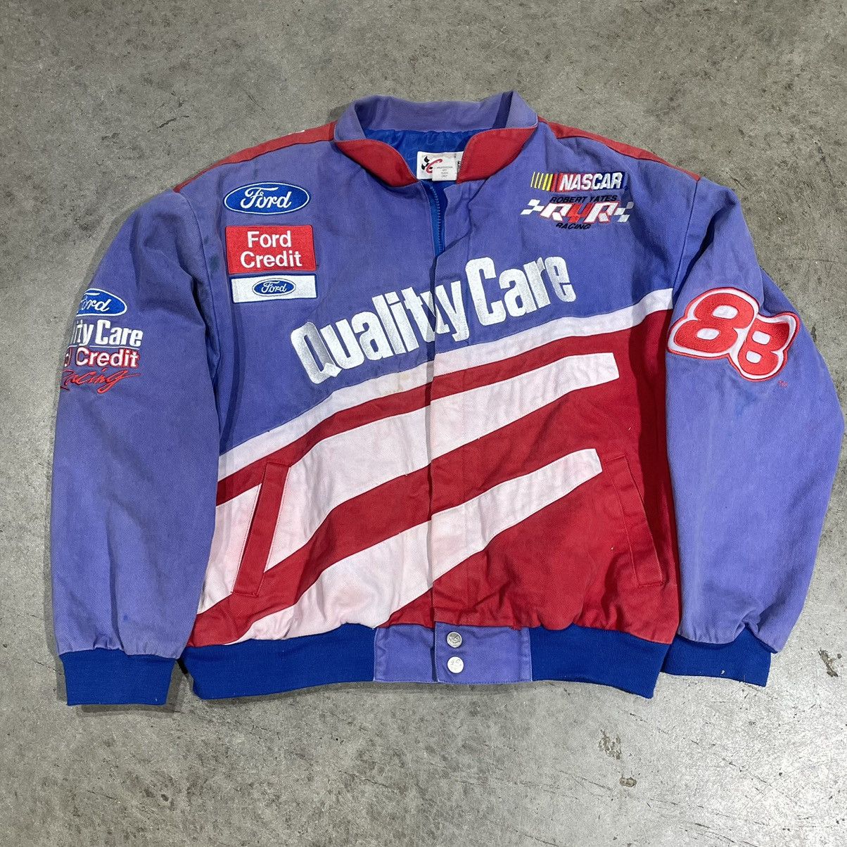 NASCAR × Vintage Red white blue ford racing jacket distressed | Grailed