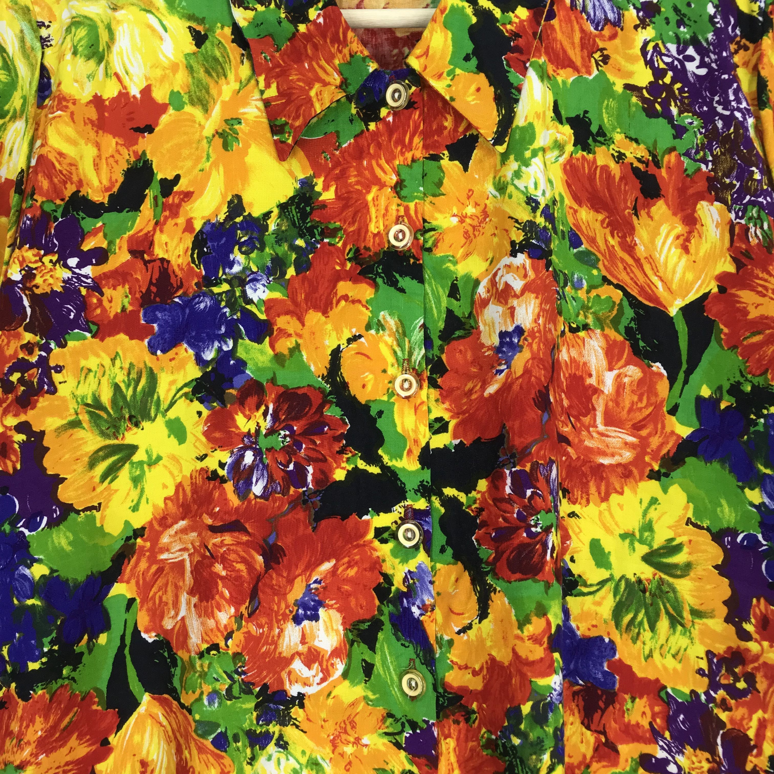 Arts & Science Vintage Psychedelic Colourful Rayon Shirt Pattern Floral Size US L / EU 52-54 / 3 - 4 Thumbnail