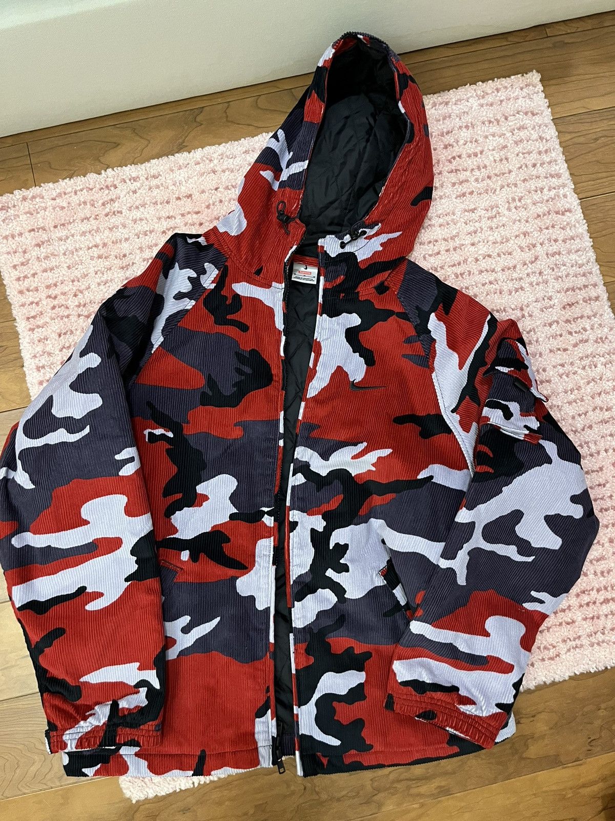 Supreme Nike Arc Corduroy Hooded Jacket Red Camo